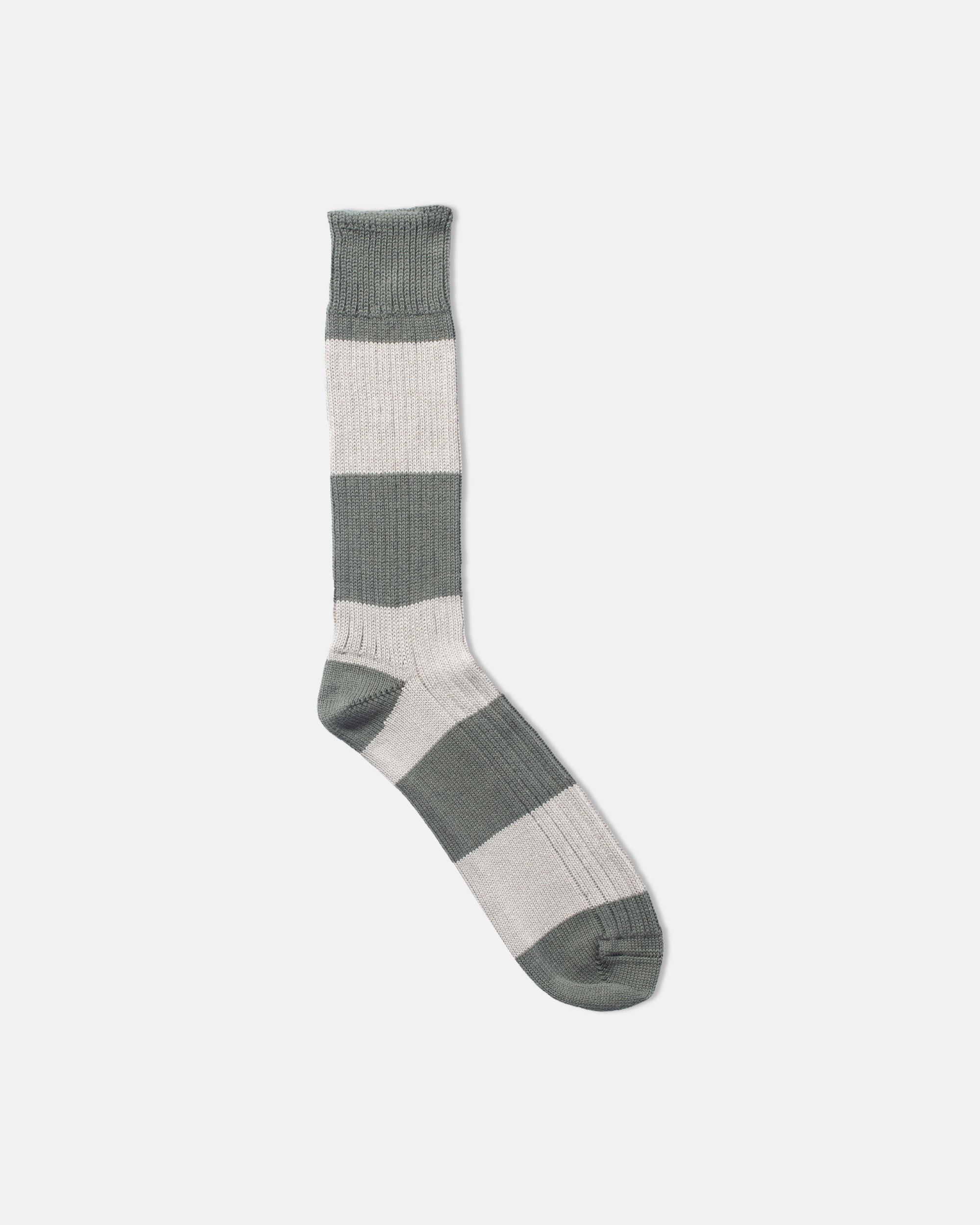 Cream & Khaki Rugby Stripe Cotton Socks