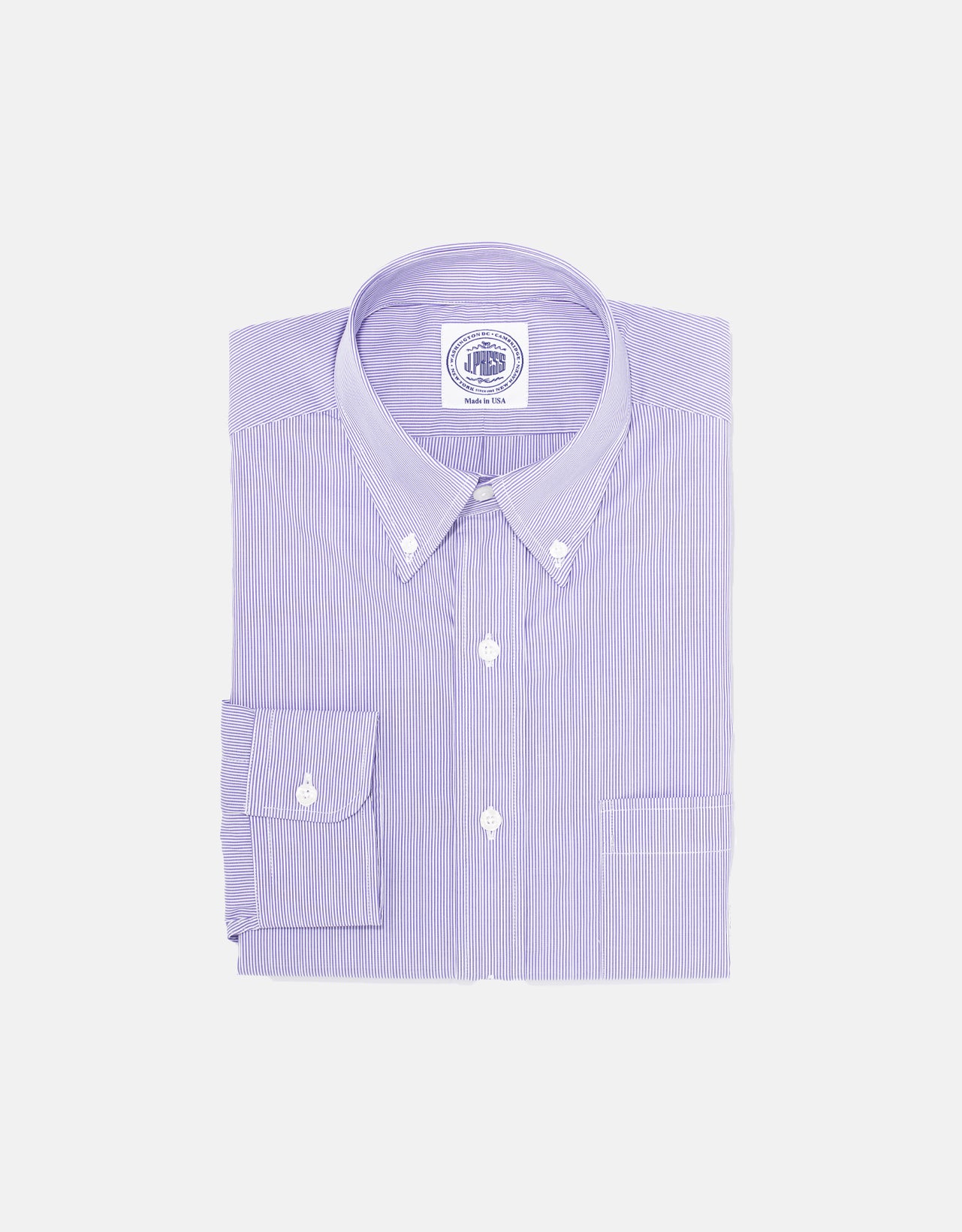 Made-in-USA Purple Slim Stripe Broadcloth Shirt