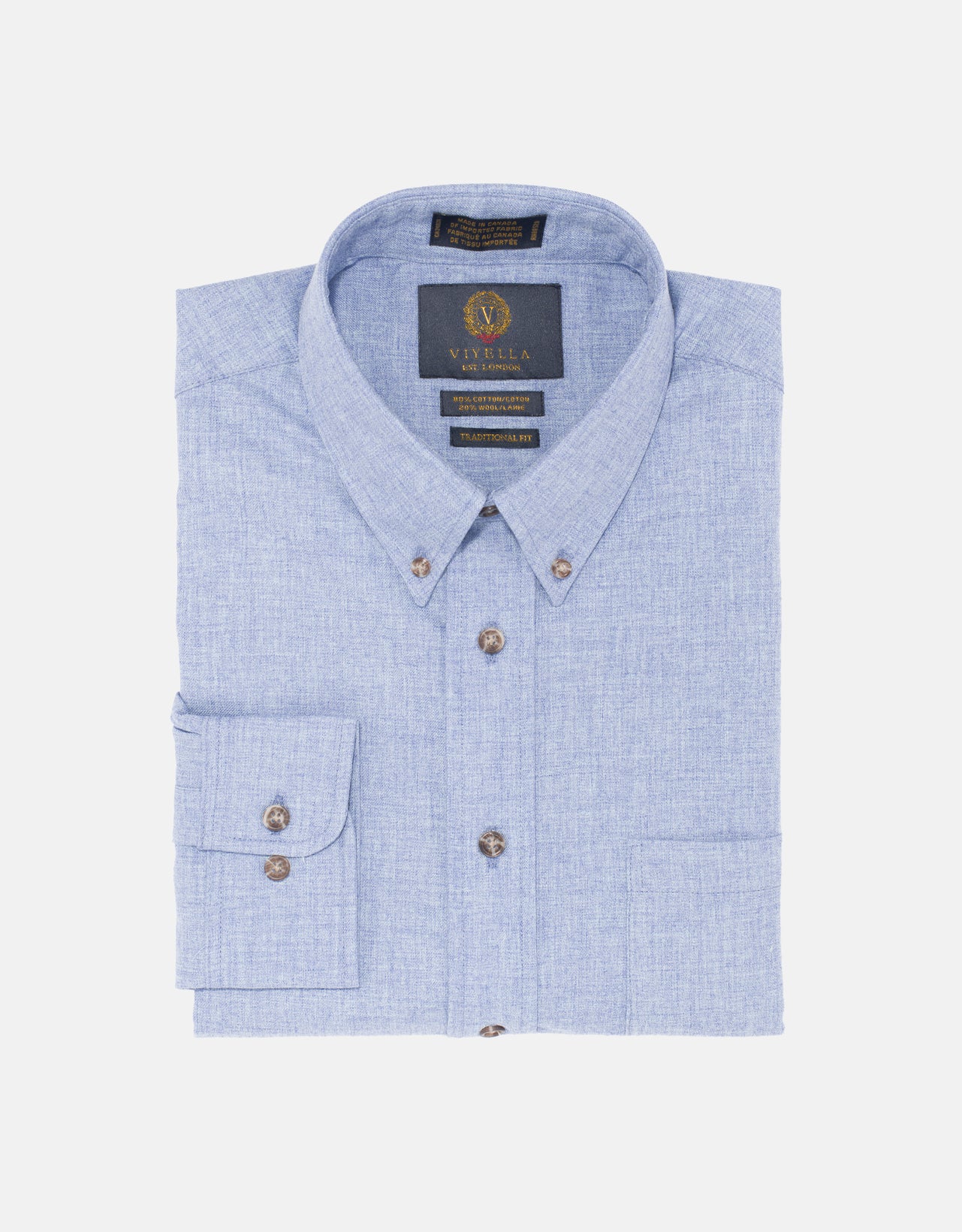 Made-in-Canada Solid Blue Viyella Shirt