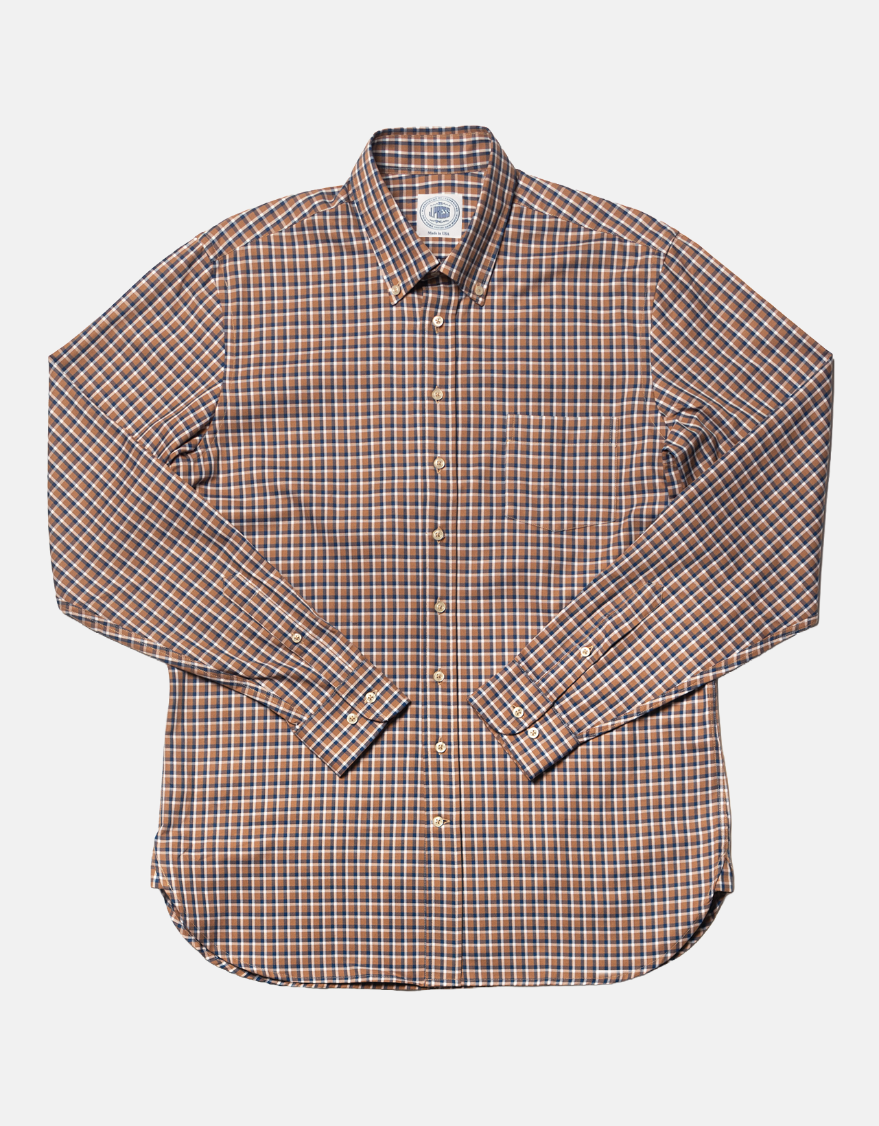 Made-in-USA Brown & Navy Check Sport Shirt