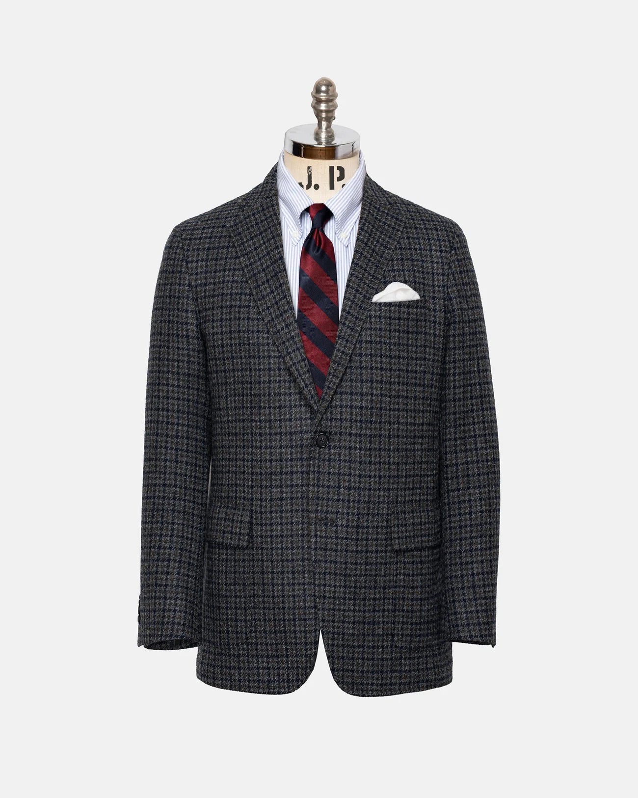 Made-in-USA Magee Donegal Mist Brown & Navy Tattersall Sport Coat