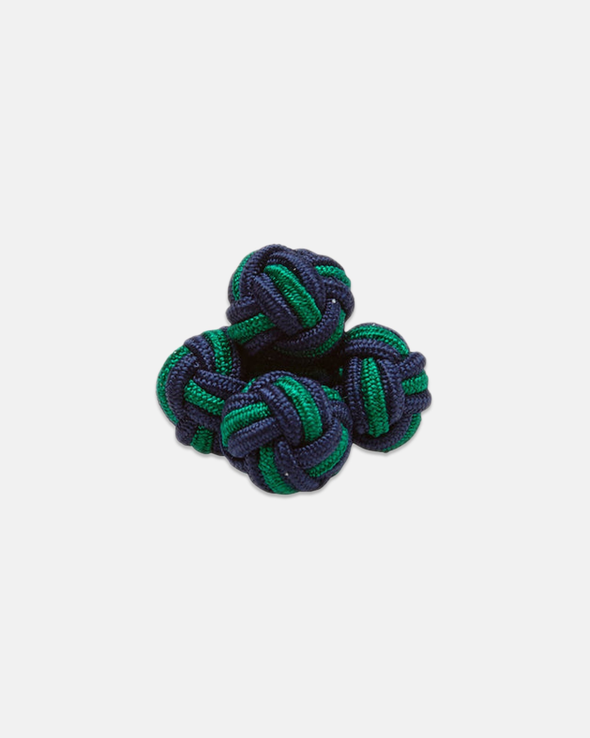 Navy & Green Monkey's Fist Silk Knot Cufflinks