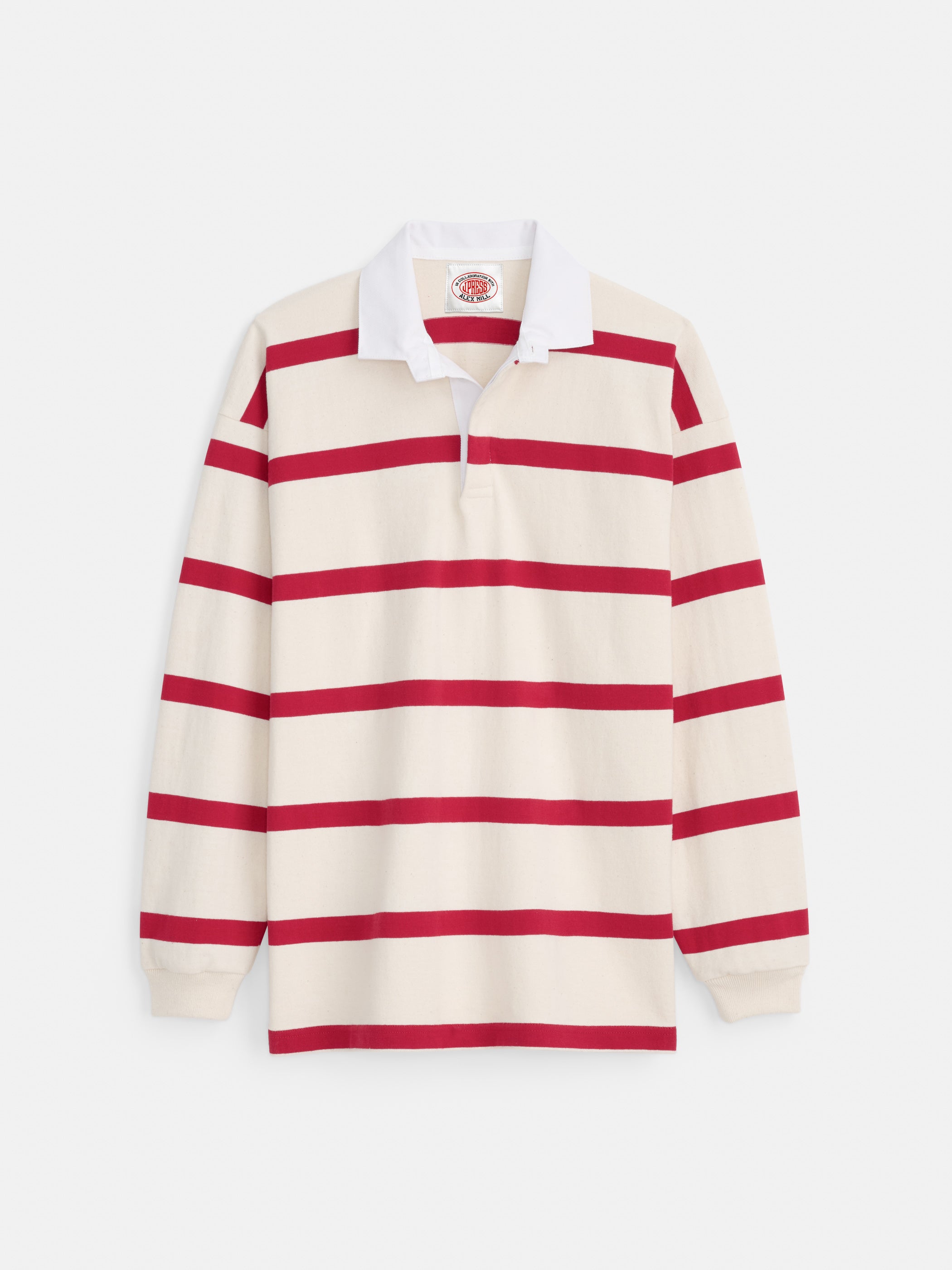 Made-in-USA Natural & Red Bar Stripe Rugby