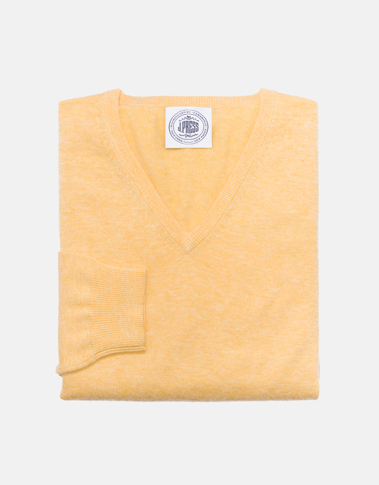 COTTON CASHMERE V-NECK SWEATER - YELLOW