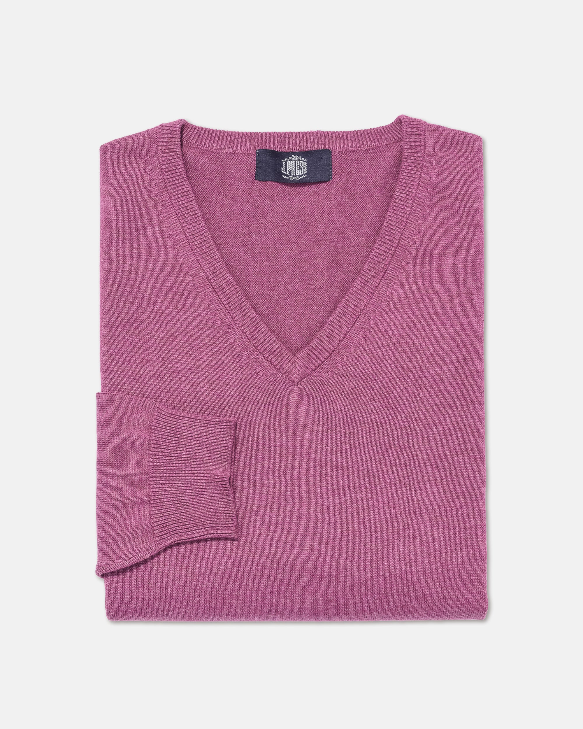 COTTON CASHMERE V-NECK SWEATER - PLUM