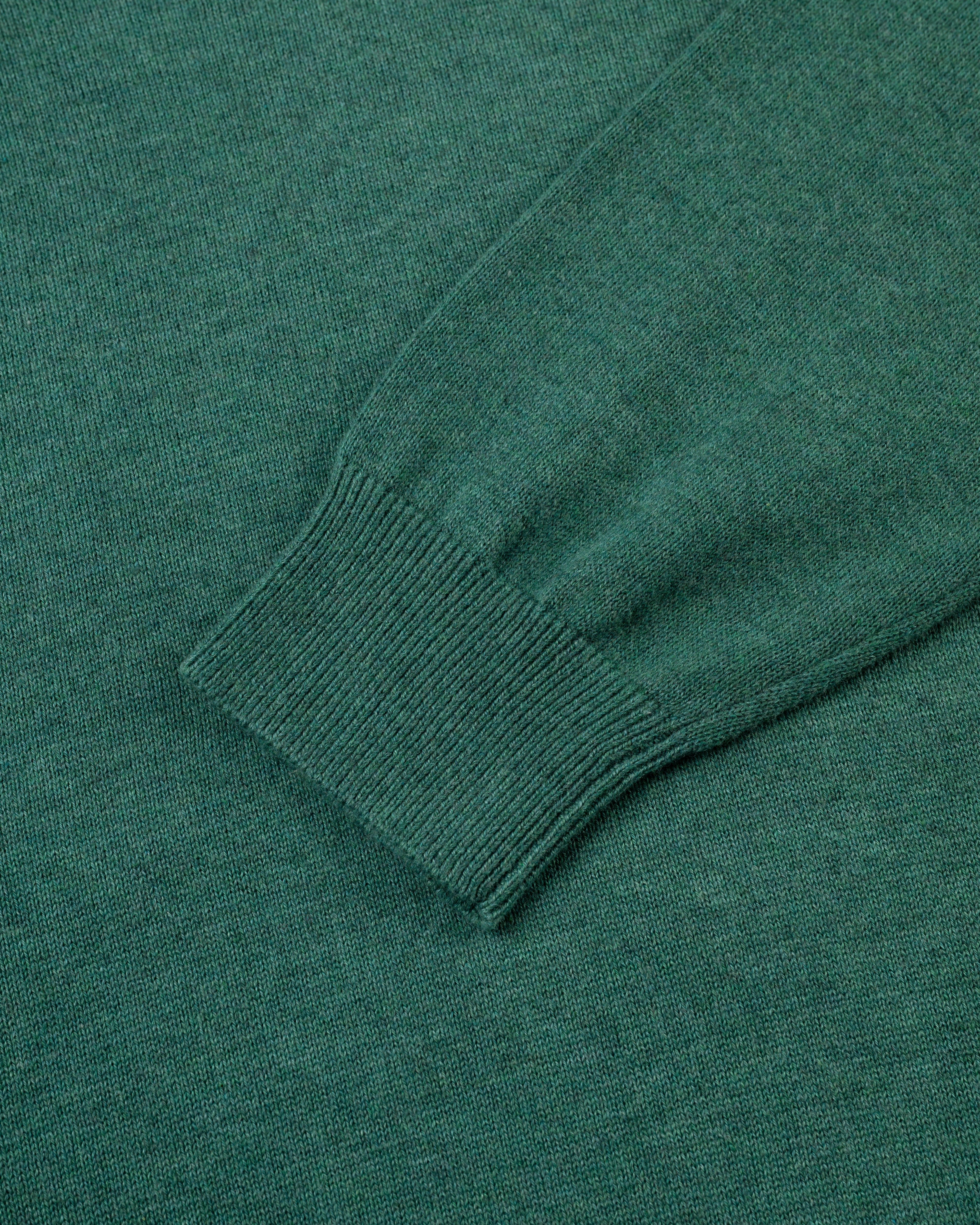 Green Cotton-Cashmere V-Neck Sweater