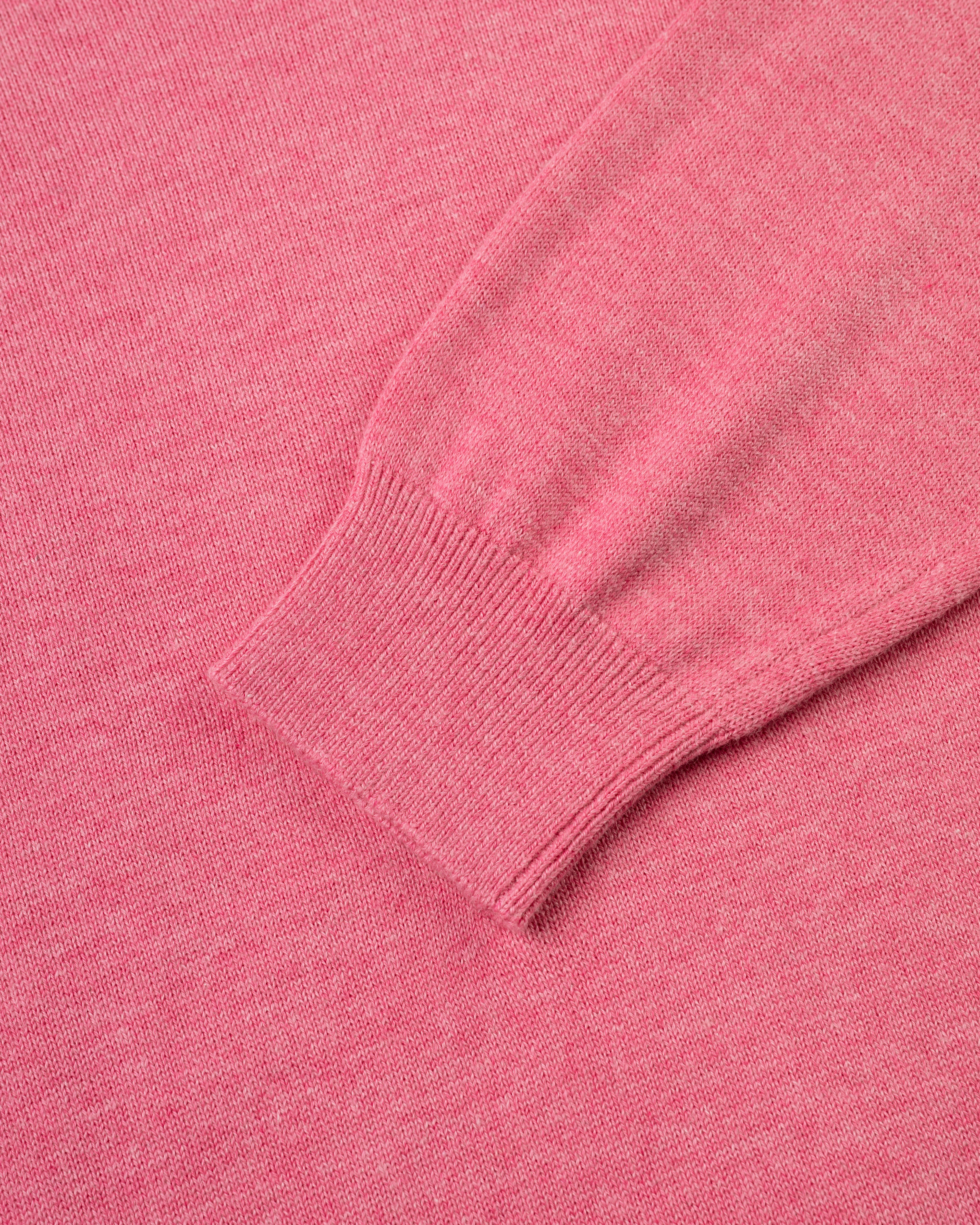 Pink Cotton-Cashmere V-Neck Sweater