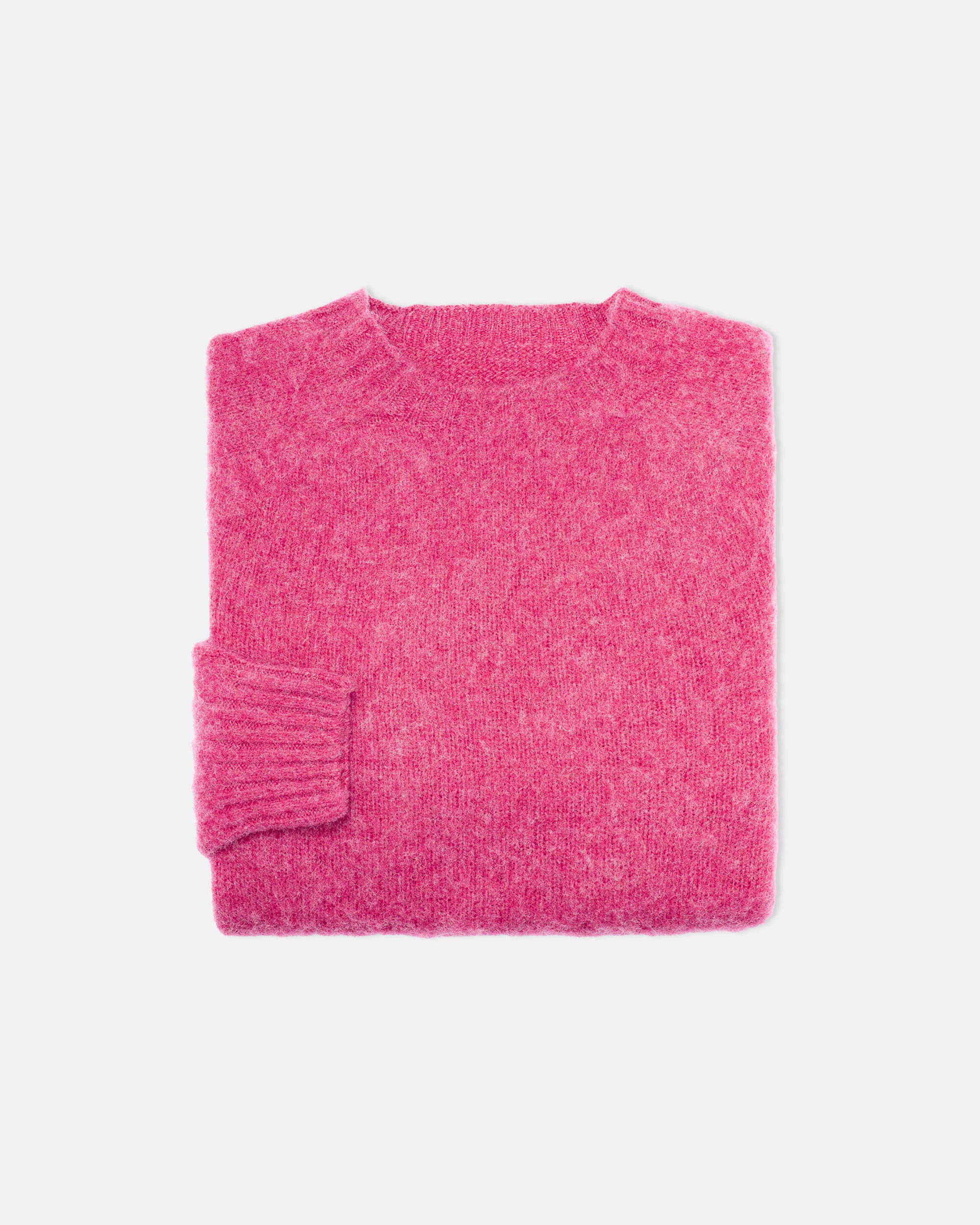 Made-in-Scotland Bright Pink Shaggy Dog Sweater - Trim Fit
