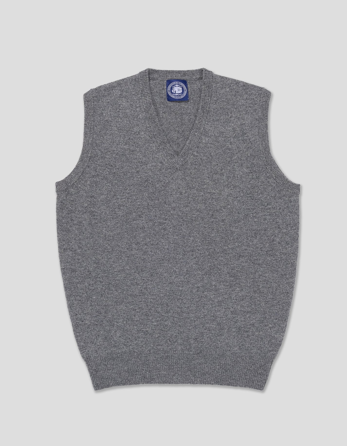 Grey Lambswool V-neck Sweater Vest