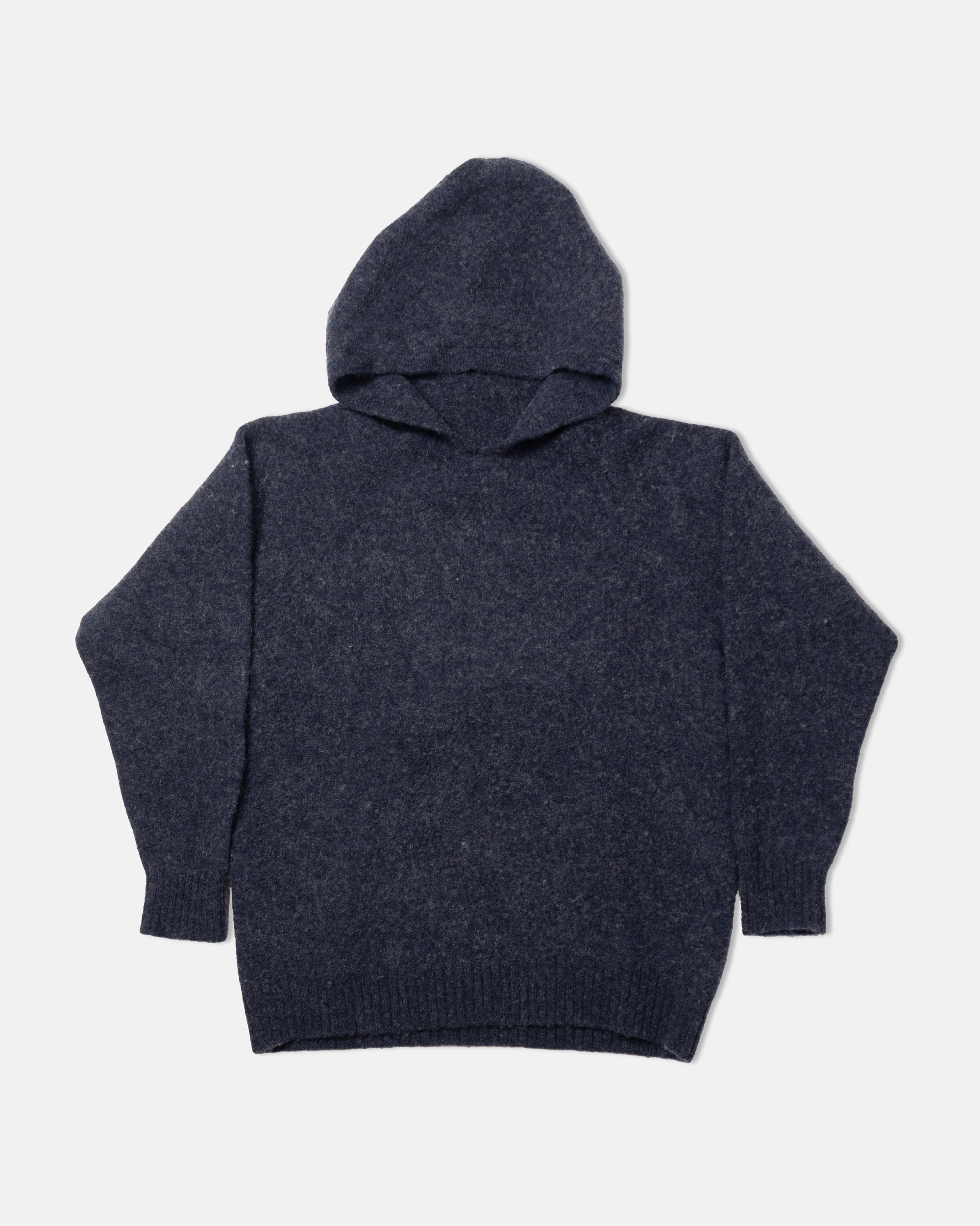 Made-in-Scotland Dark Blue Marl Shaggy Dog Hoodie - Trim Fit