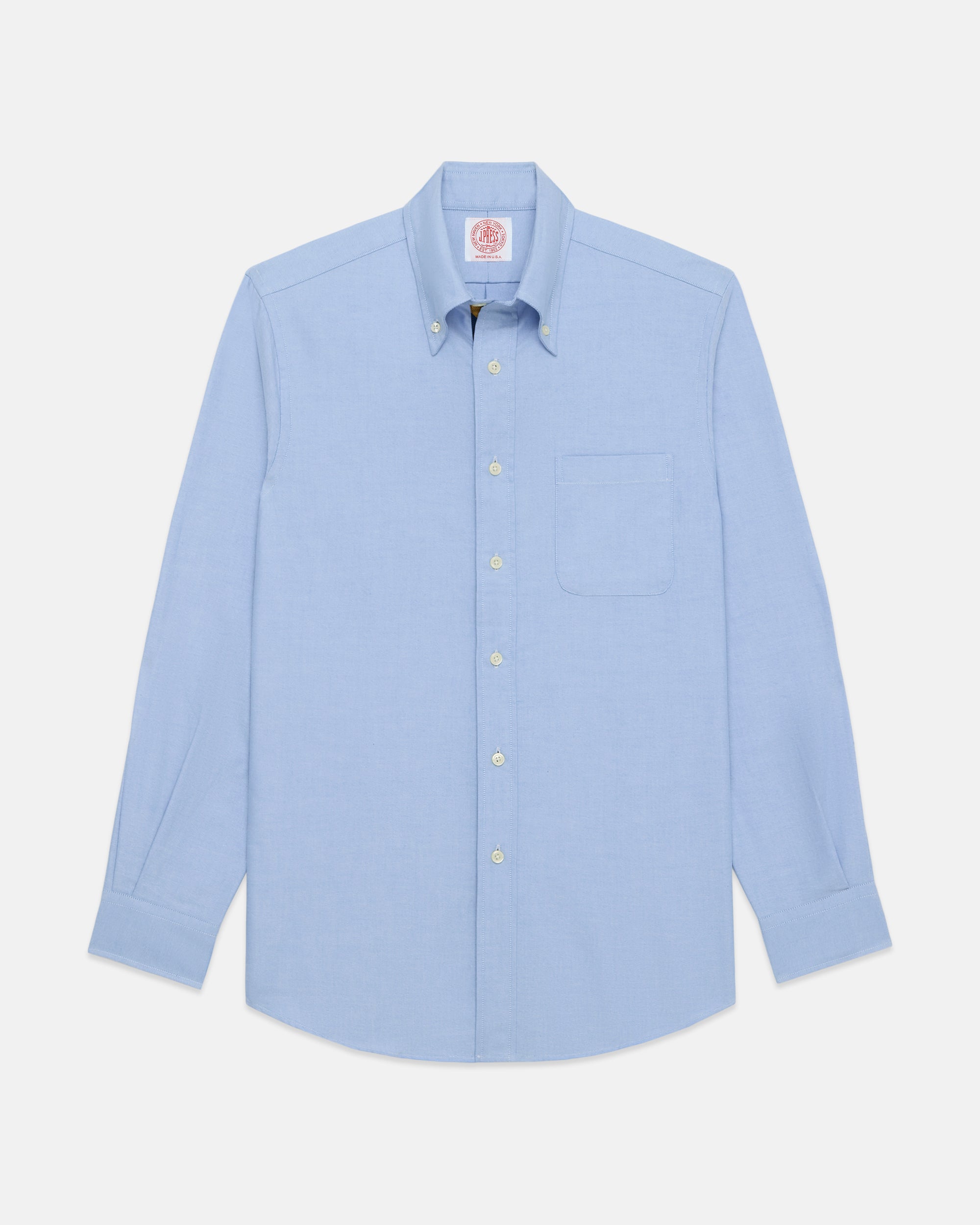 Made-in-USA Blue with Guard Stripe Placket Oxford Cloth Sport Shirt - Regular Fit