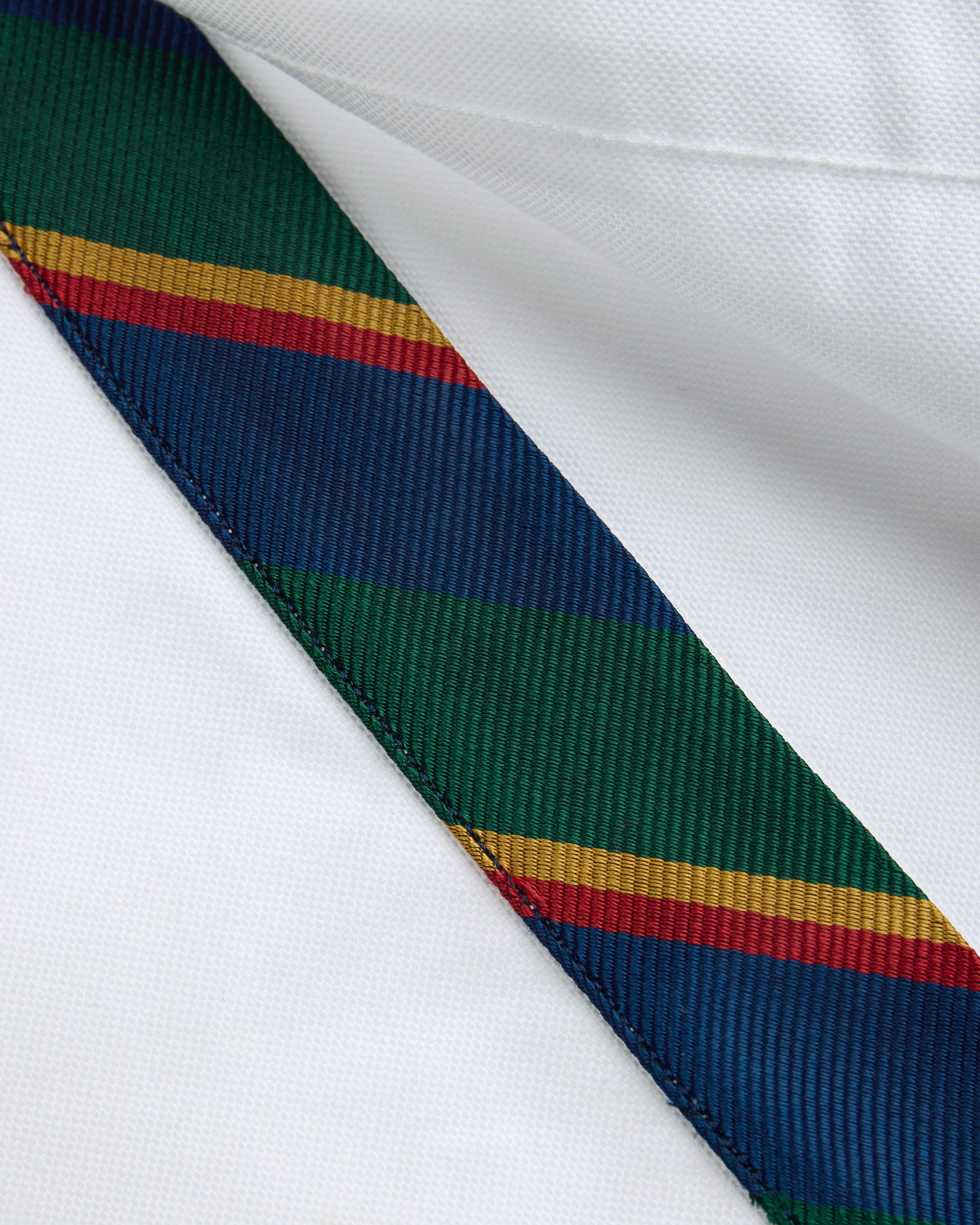 Made-in-USA White with Argyll & Sutherland Placket Oxford Cloth Sport Shirt - Regular Fit