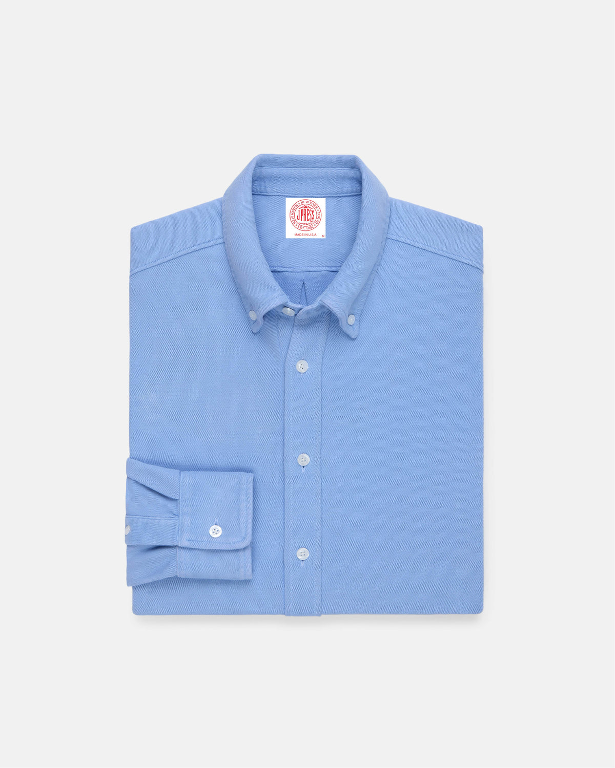Blue Pique Button Down Shirt