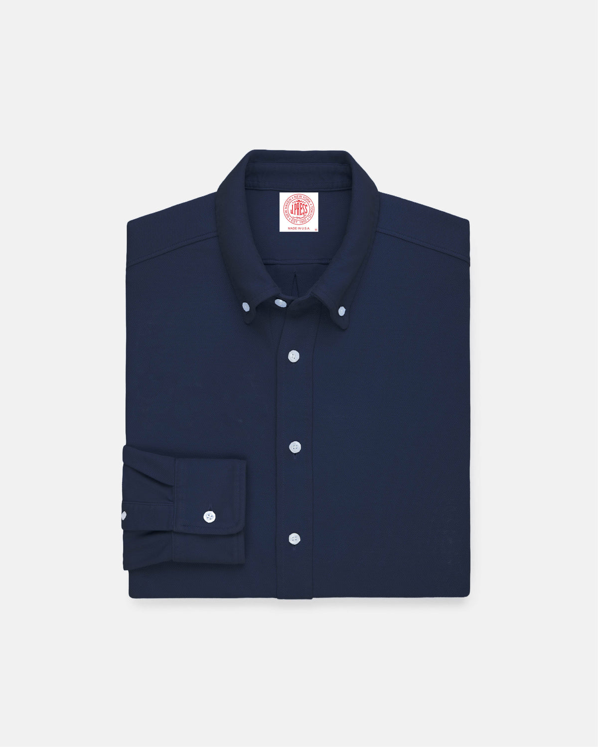 Navy Pique Button Down Shirt