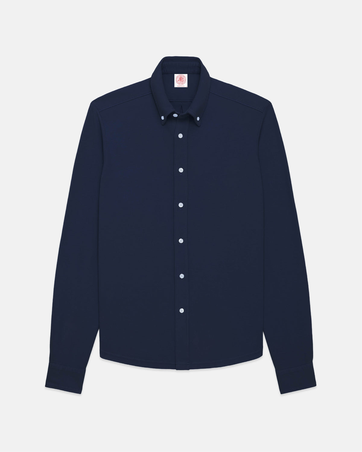 Navy Pique Button Down Shirt