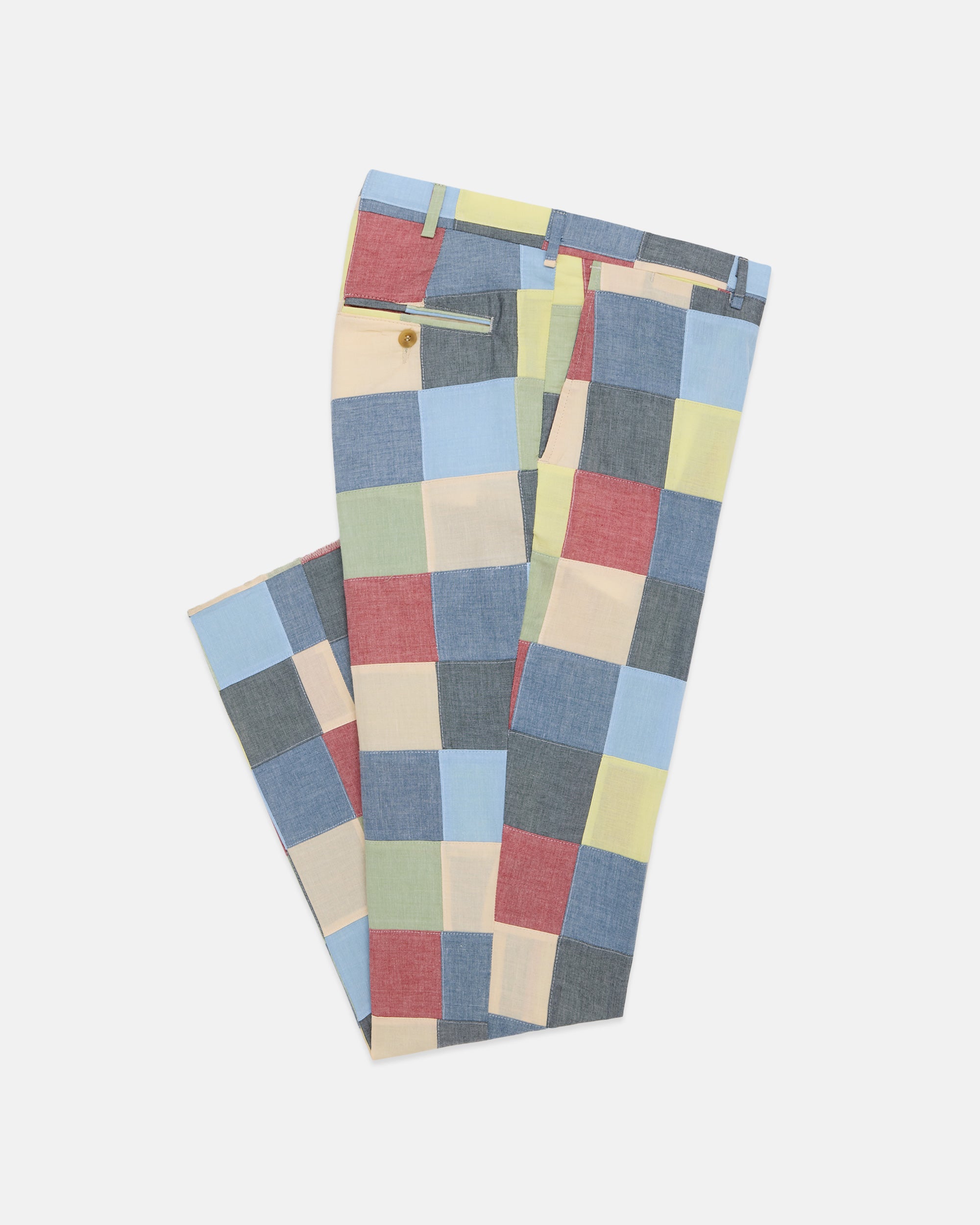 Made-in-USA Patchwork Cotton Chambray Trouser