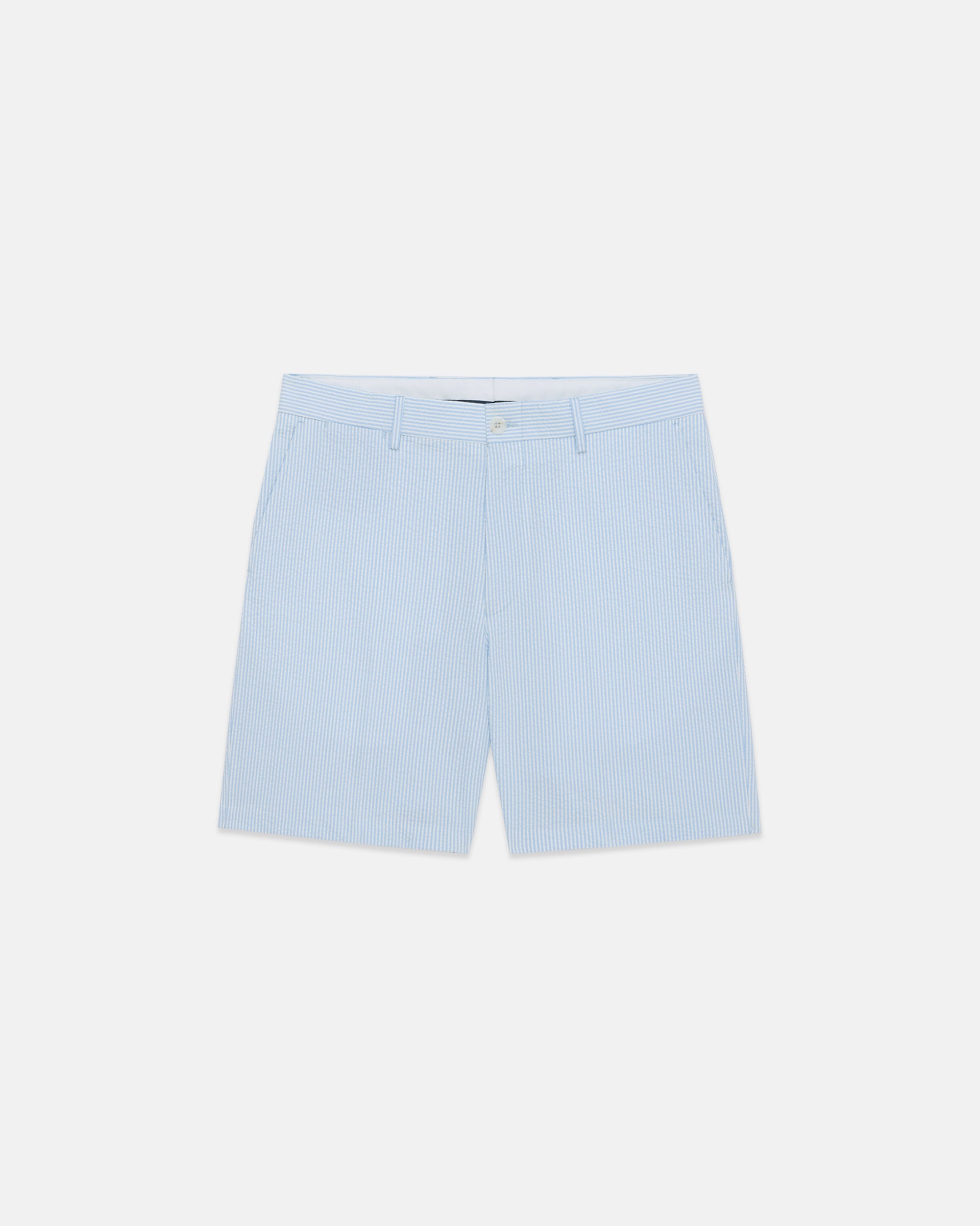 Light Blue Cotton Seersucker Shorts