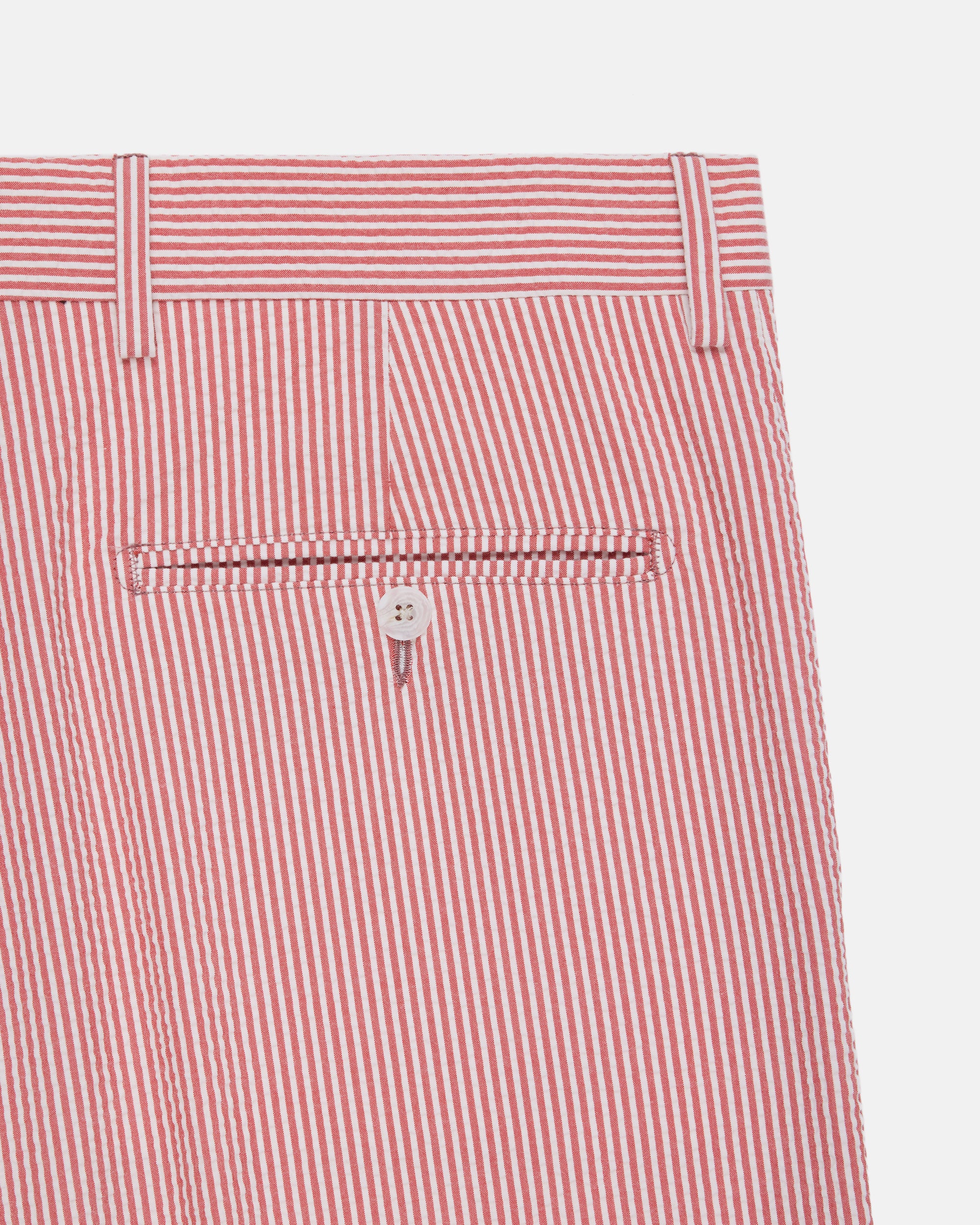 Red Cotton Seersucker Shorts