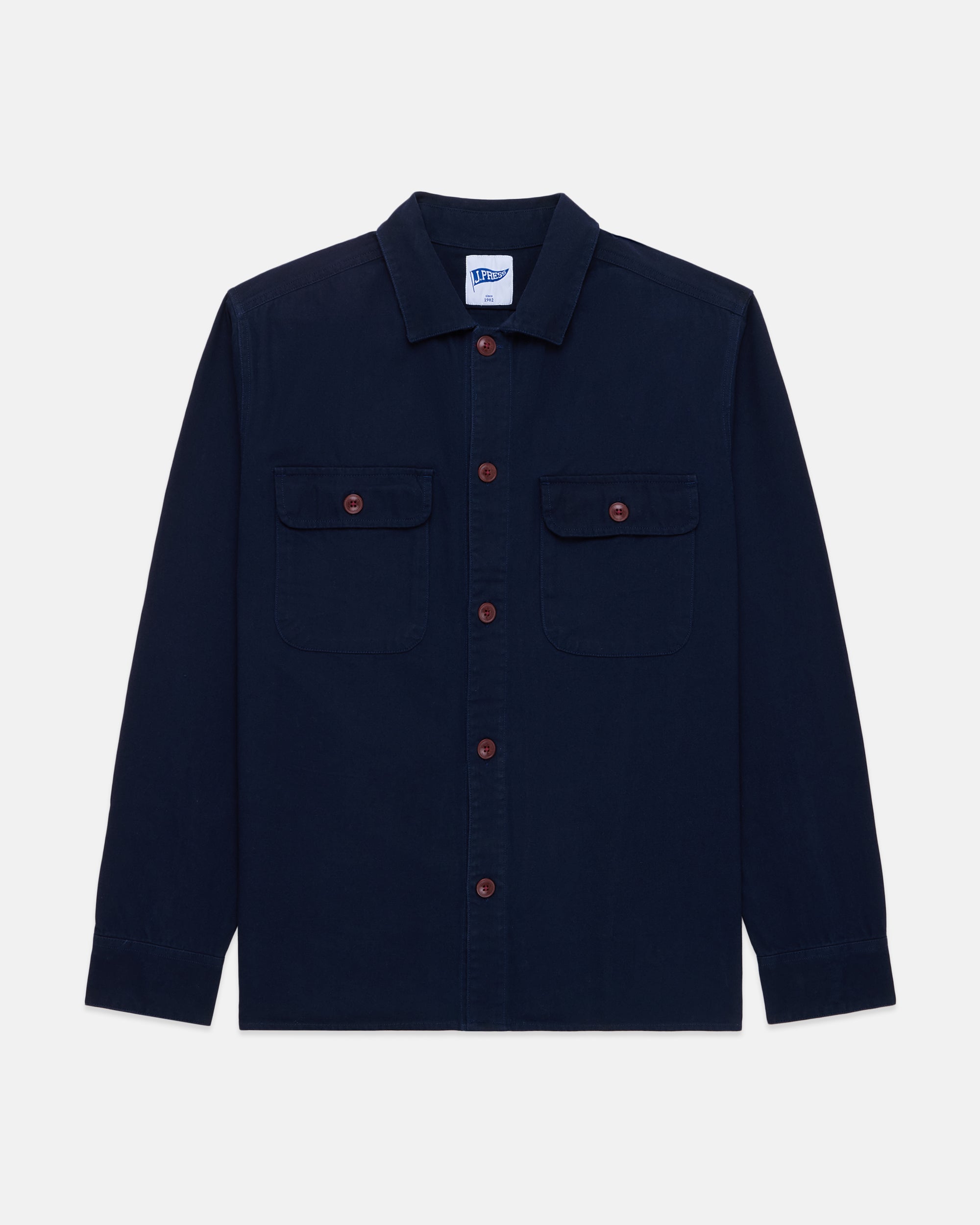 Navy Cotton Canvas Overshirt - Trim Fit
