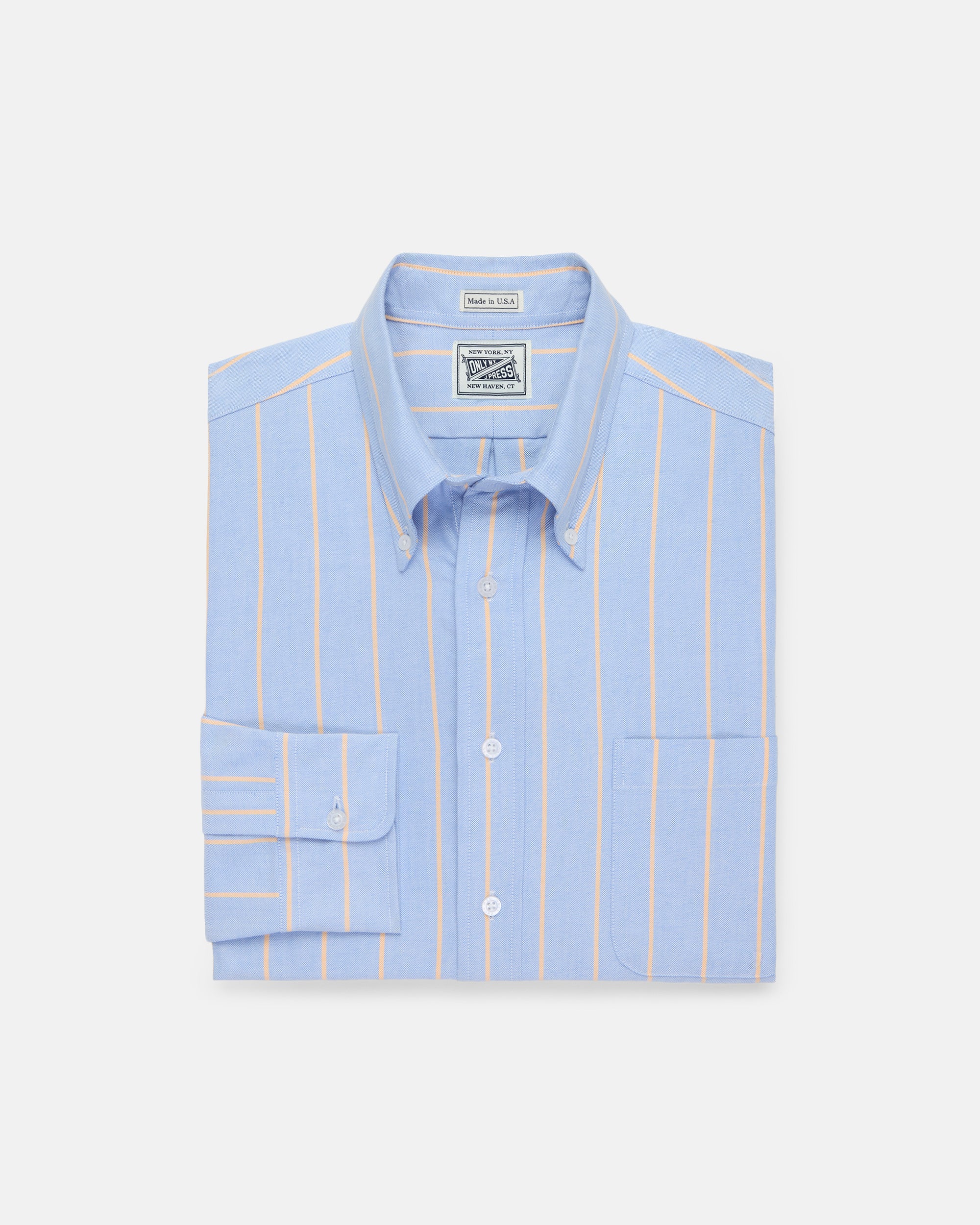 J. Press x Only NY Made-in-USA Blue & Orange Stripe Oxford Cloth Sport Shirt