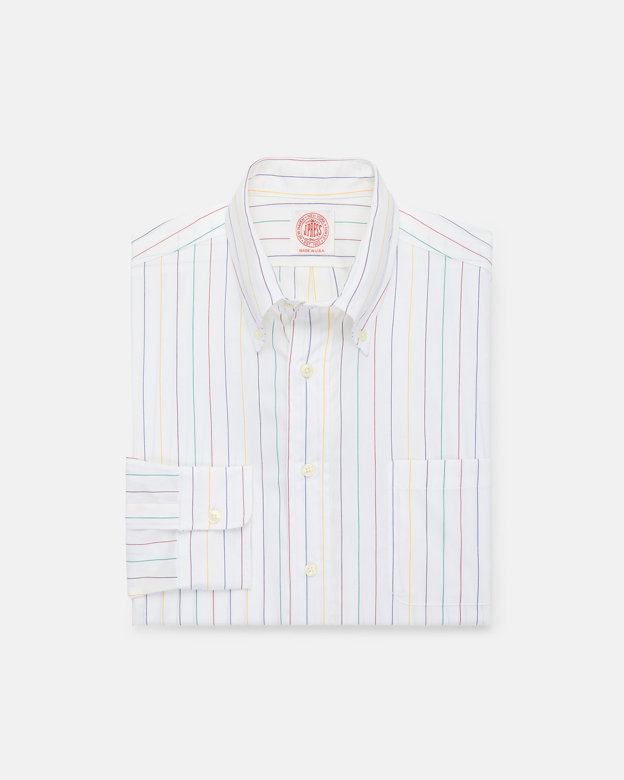 Made-in-USA Multicolor Stripe Oxford Button Down Shirt