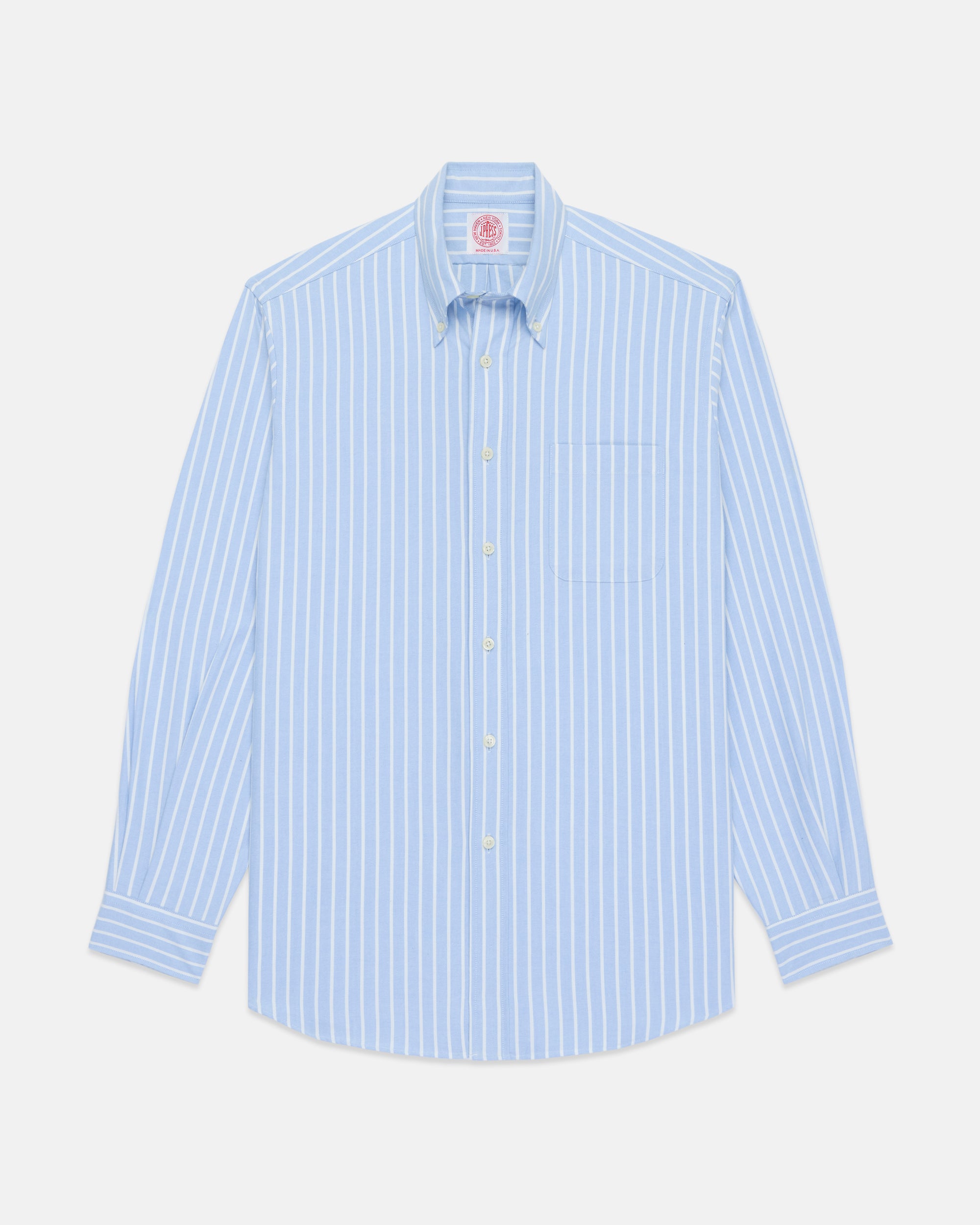 Made-in-USA Blue & White Stripe Oxford Cloth Sport Shirt - Classic Fit