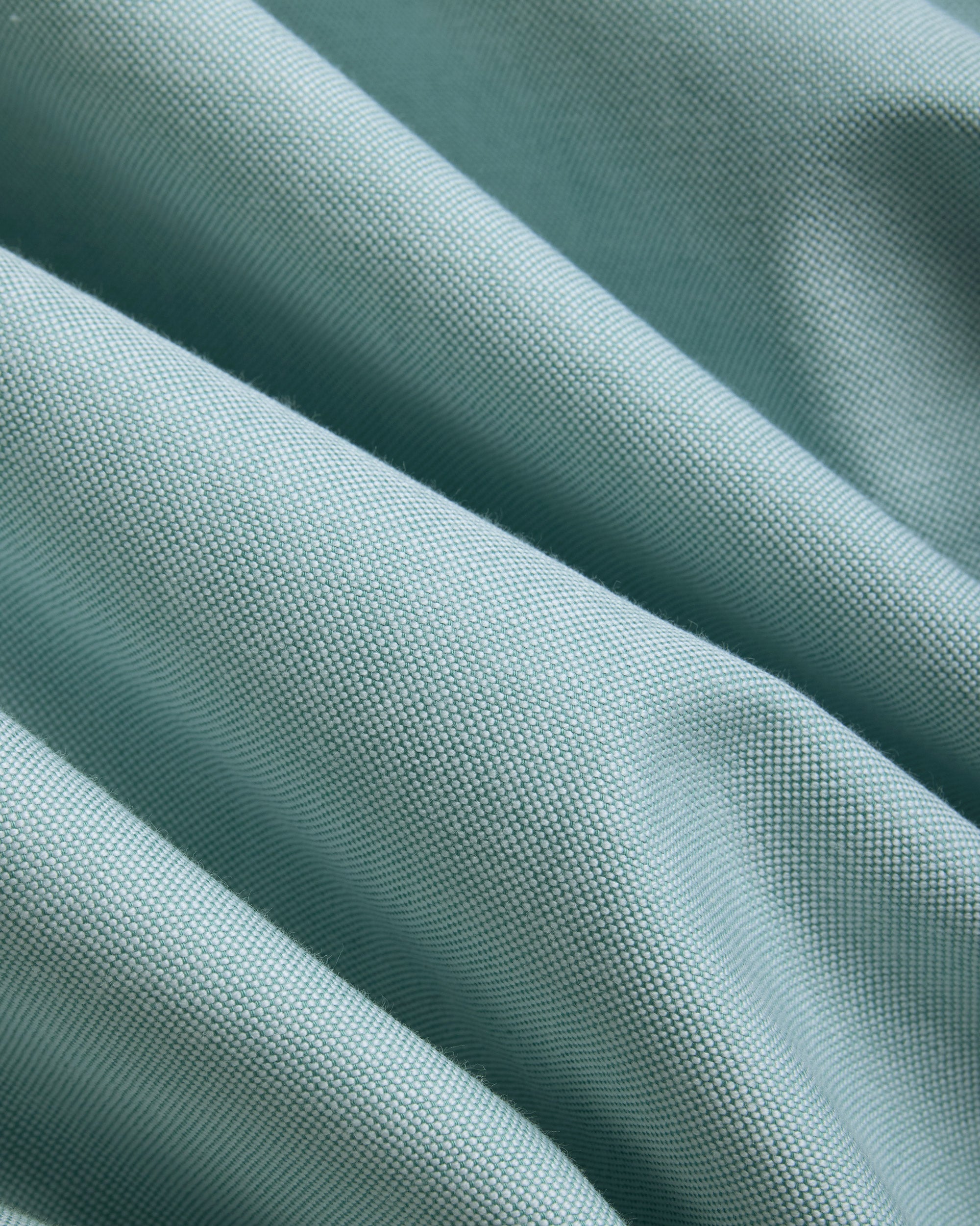 Made-in-USA Green Contrast Collar Oxford Cloth Sport Shirt - Regular Fit