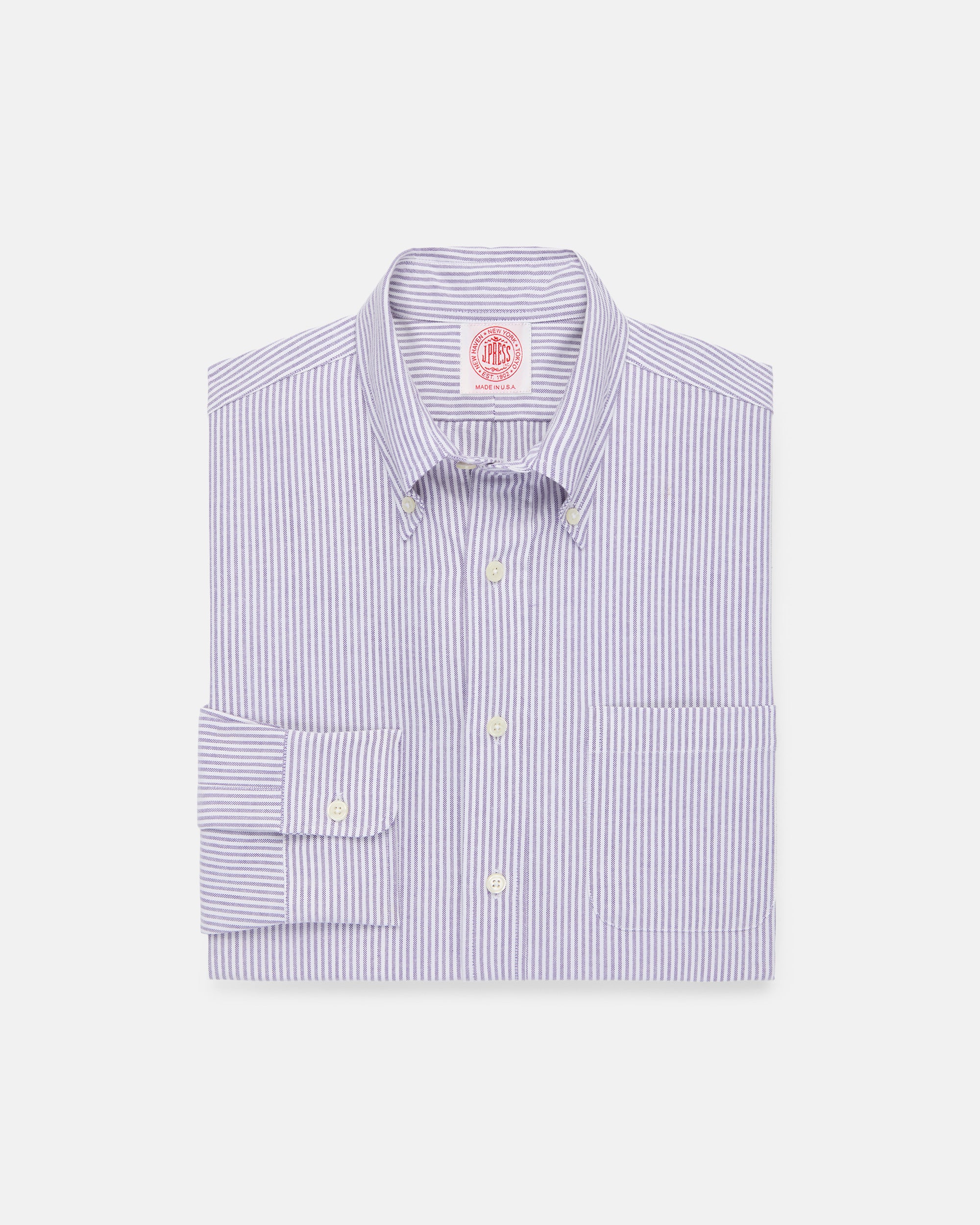 Made-in-USA Purple University Stripe Oxford Cloth Shirt - Classic Fit