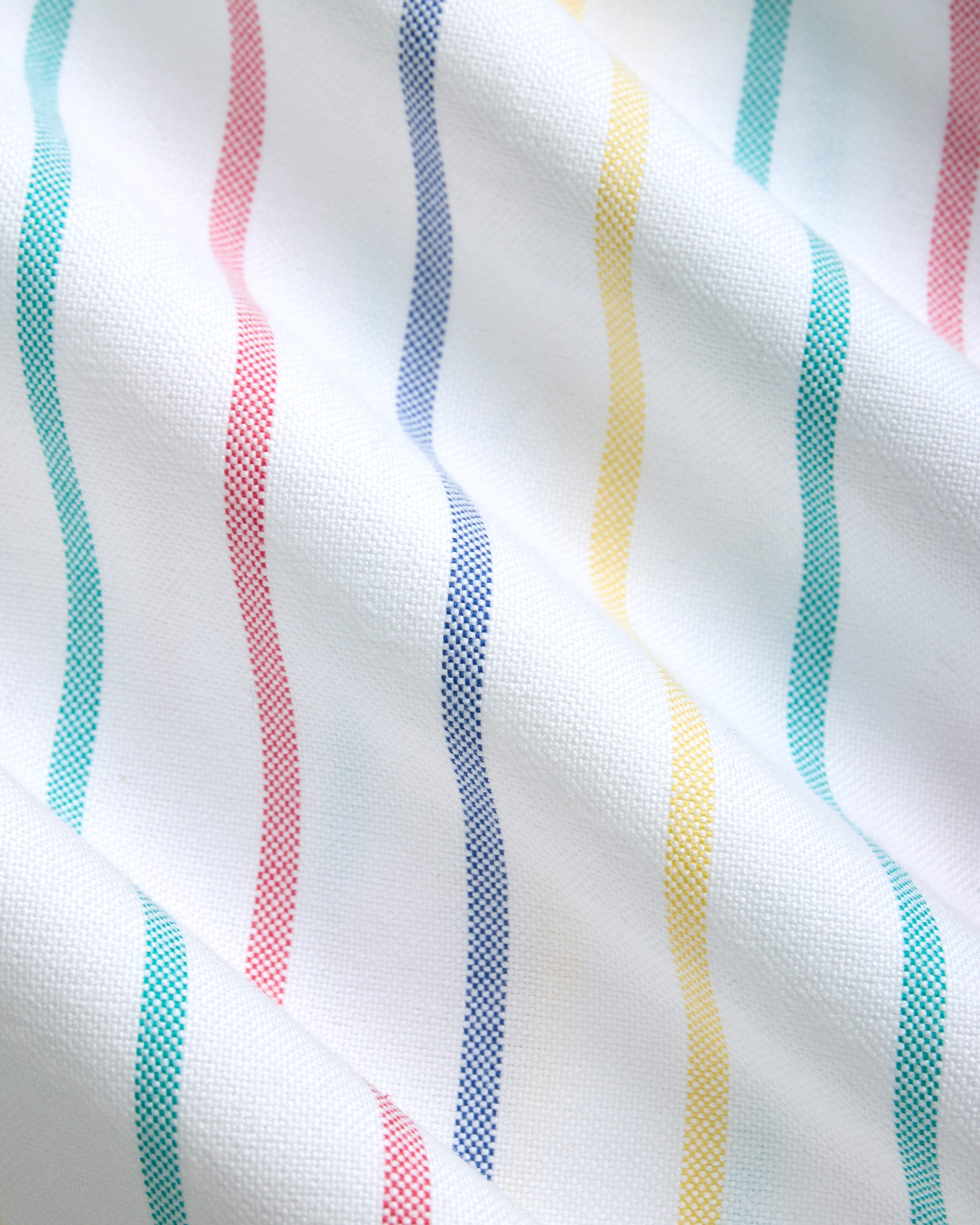 Made-in-USA White with Multi Stripes Oxford Cloth Sport Shirt - Classic Fit