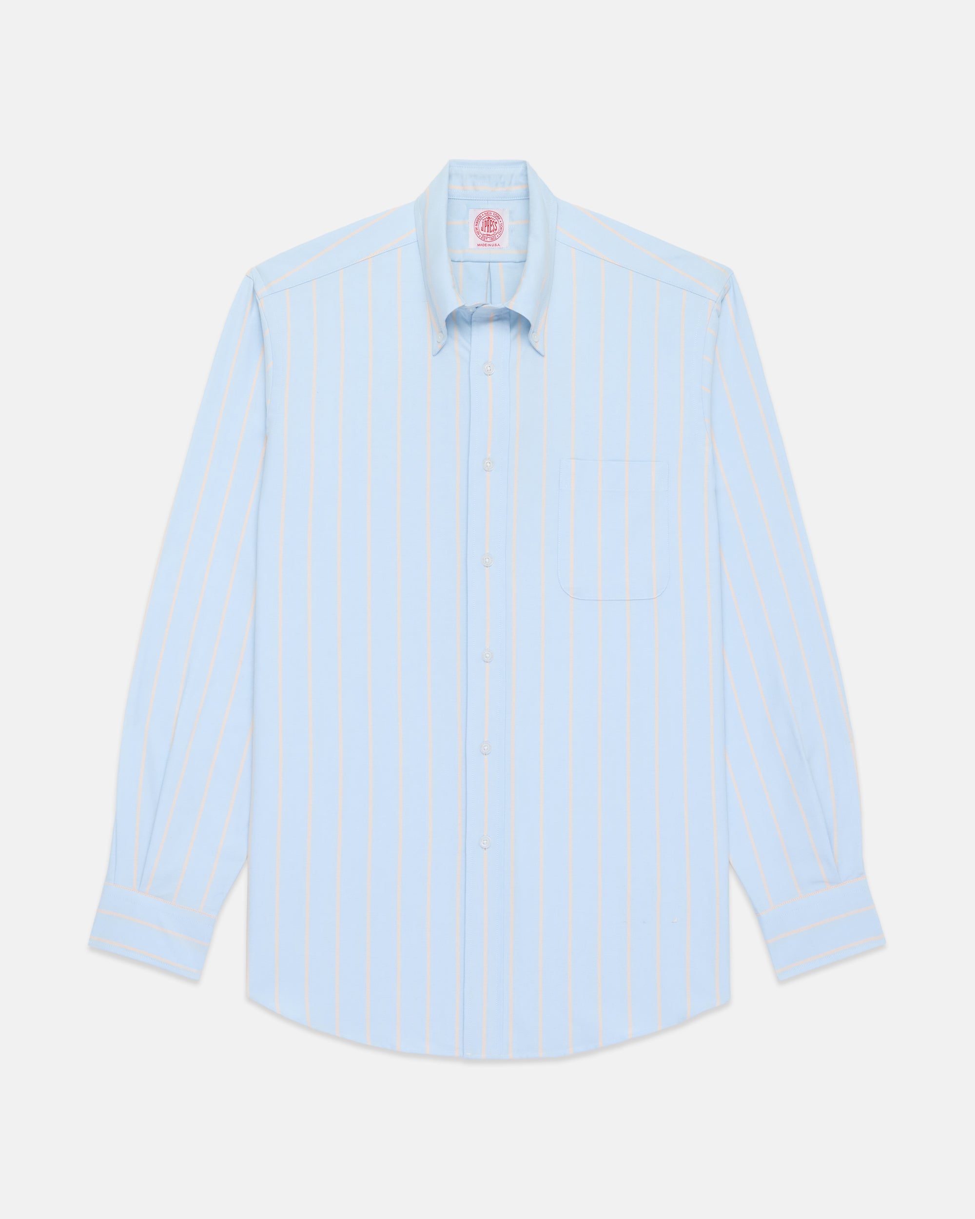 Made-in-USA Light Blue with Orange Stripe Oxford Cloth Sport Shirt - Classic Fit