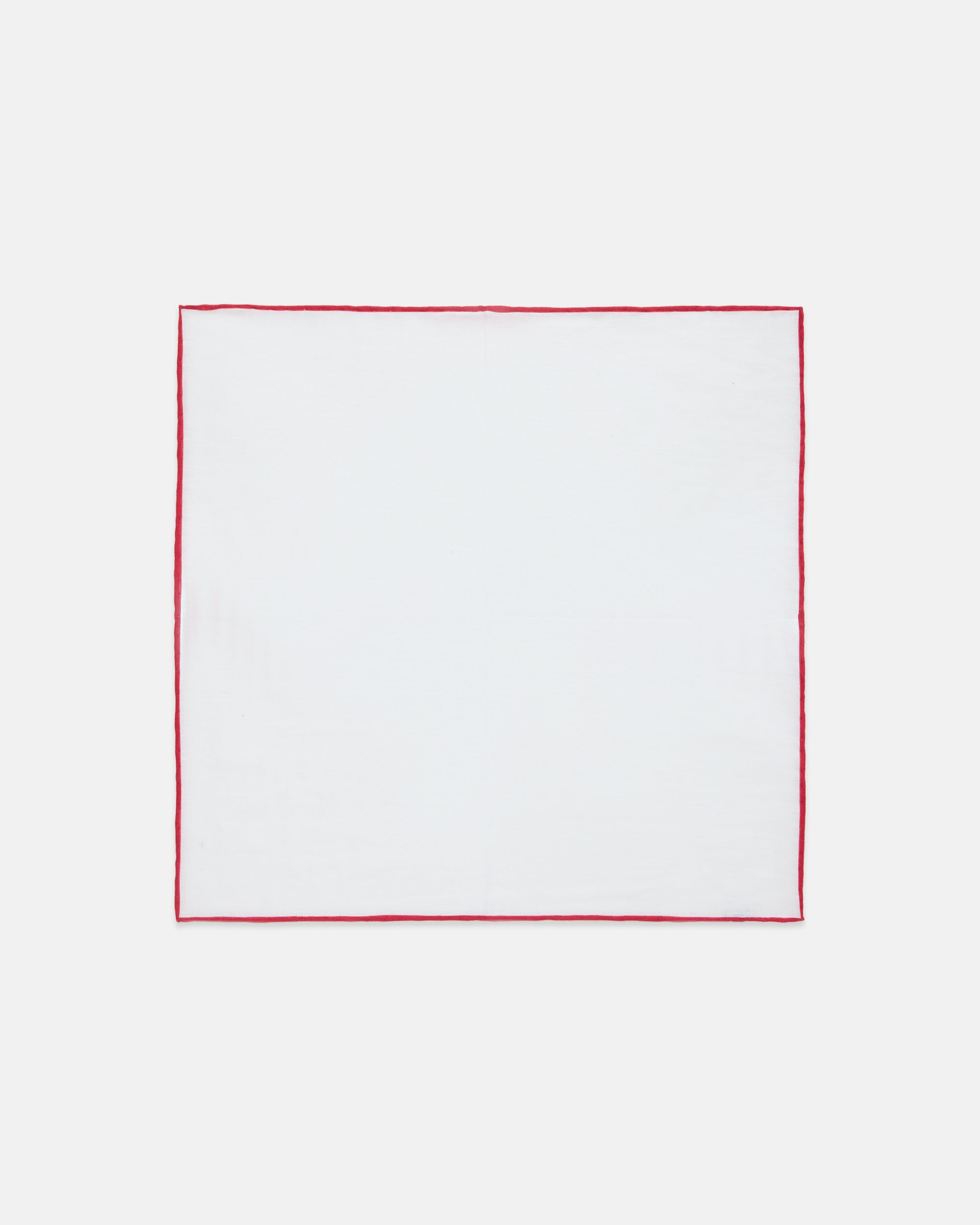 Made-in-Italy White with Red Edge Linen Pocket Square