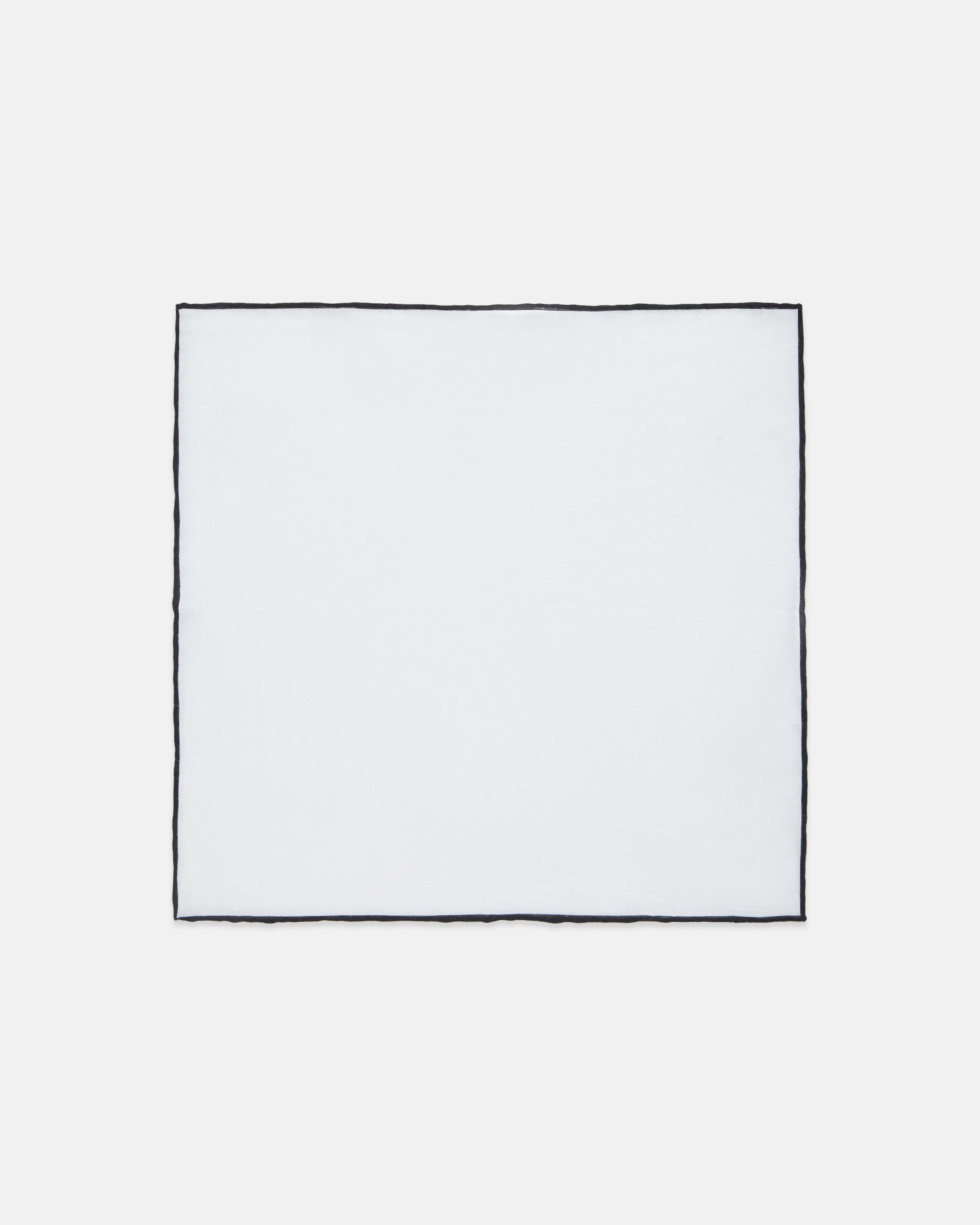 Made-in-Italy White with Black Edge Linen Pocket Square