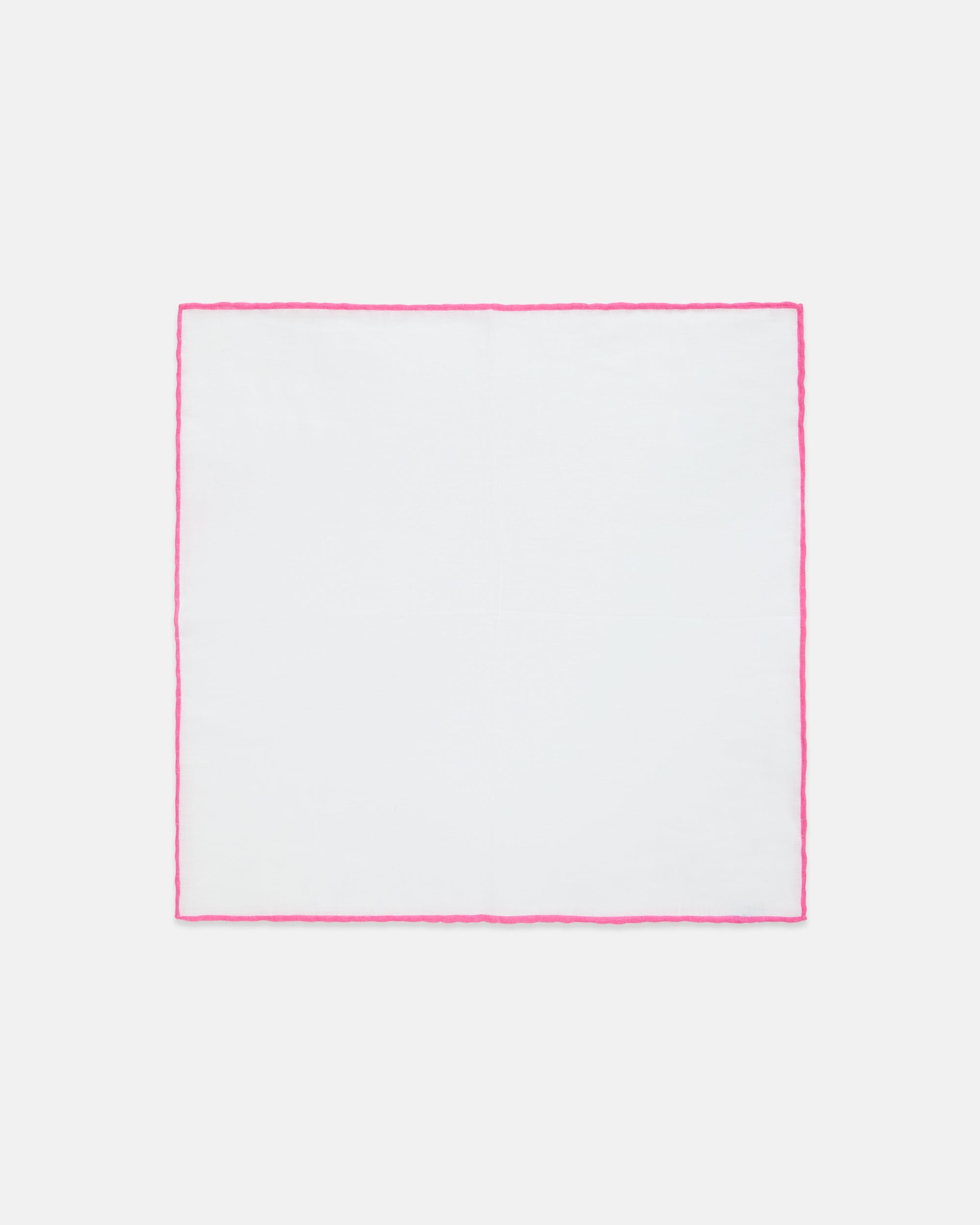 Made-in-Italy White with Pink Edge Linen Pocket Square
