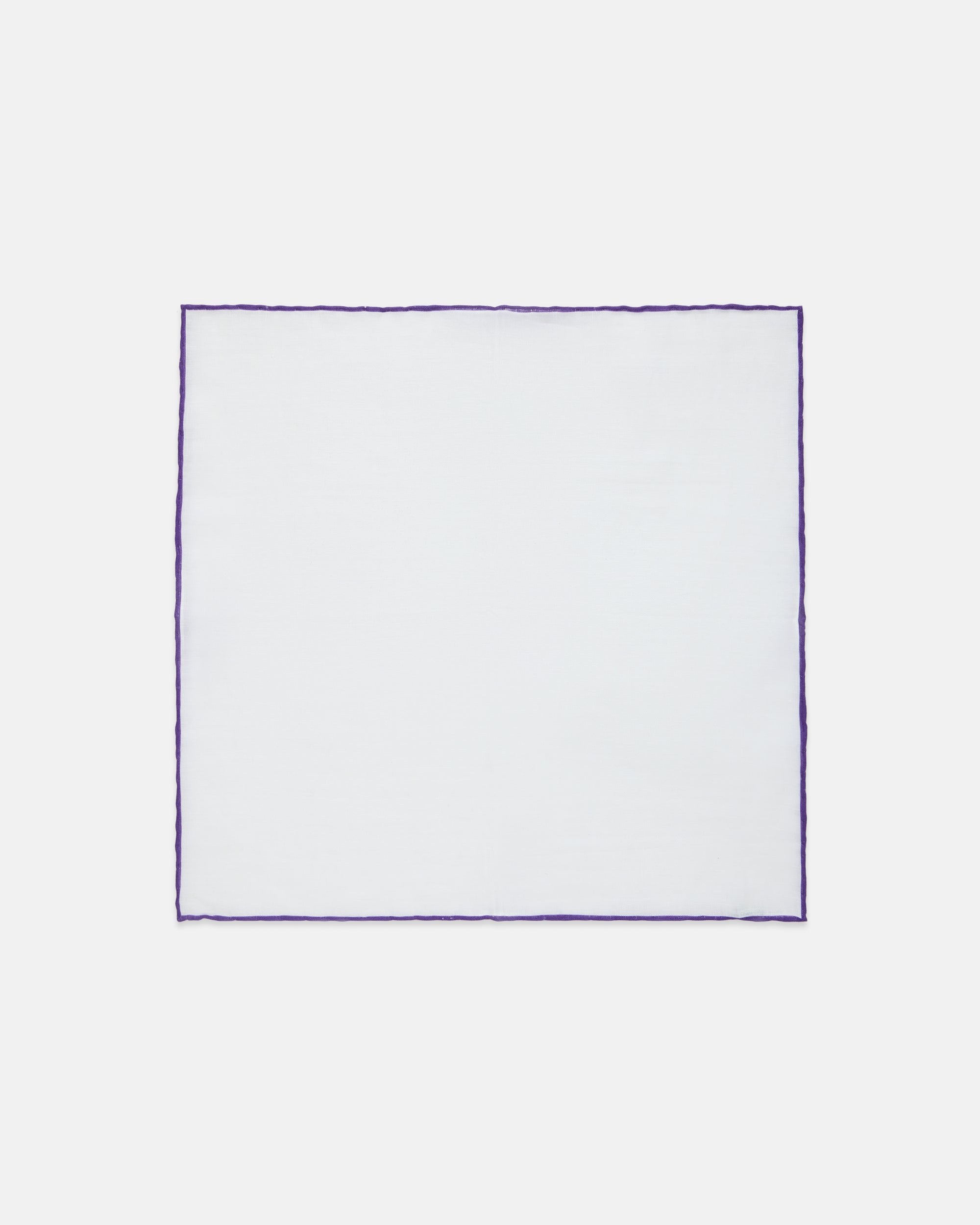 Made-in-Italy White with Purple Edge Linen Pocket Square