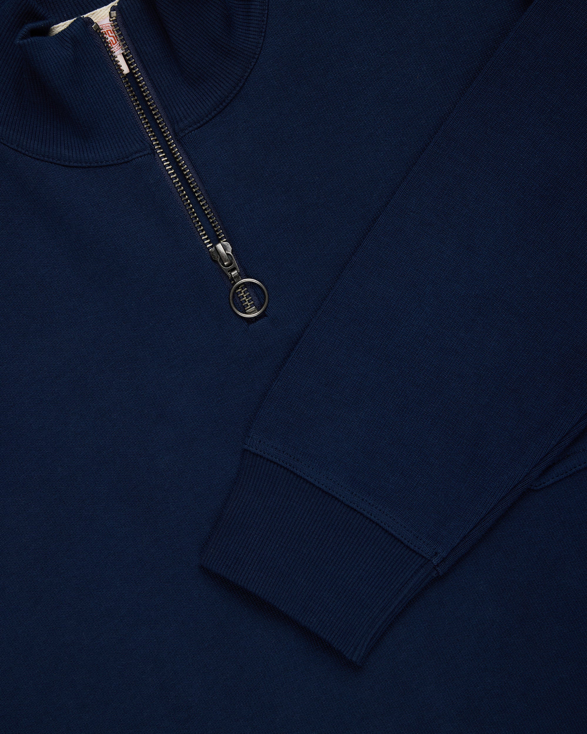 Armor-Lux Navy Quarter-Zip Organic Cotton Sweatshirt