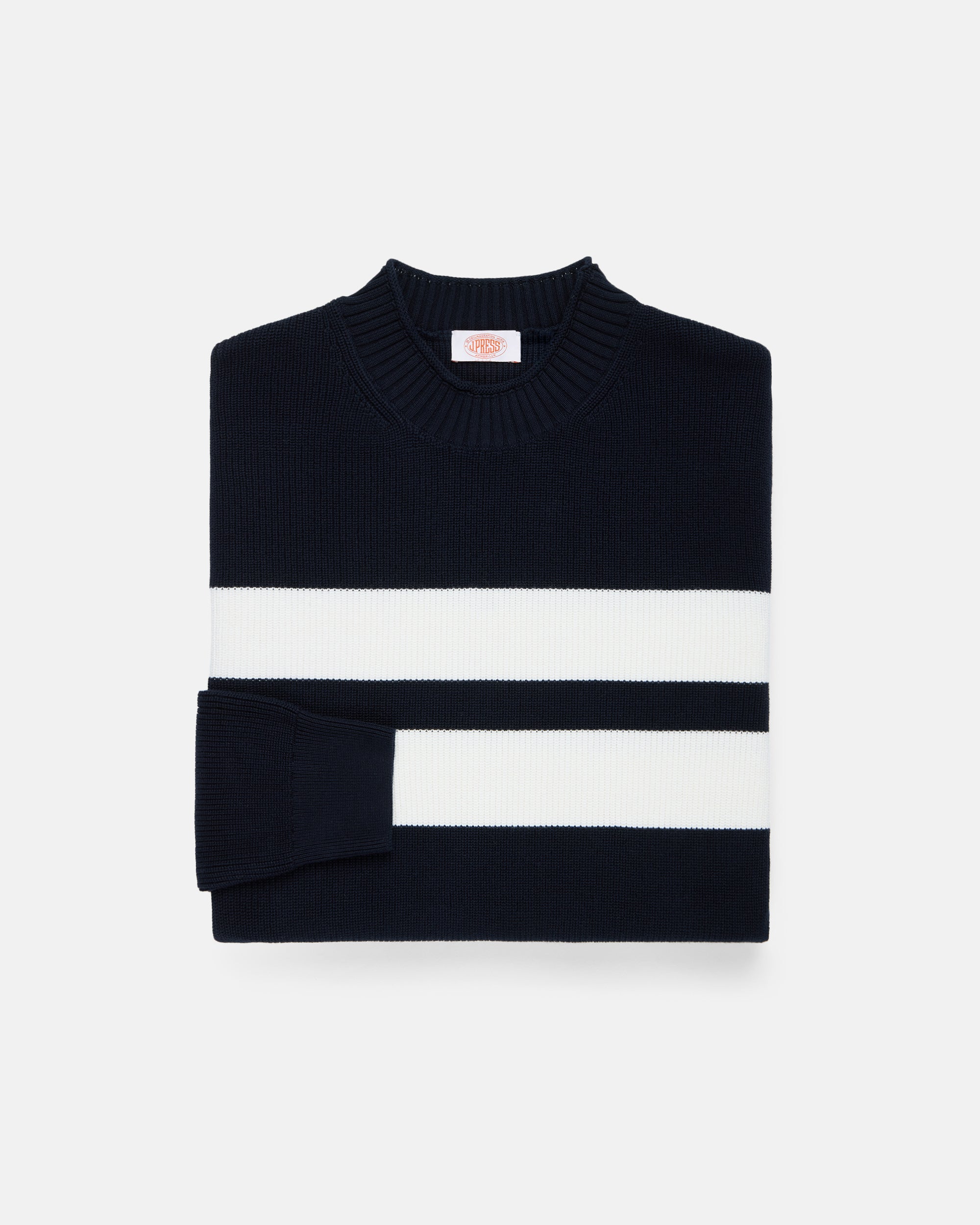 Armor-Lux Navy Bold White Stripe Cotton Sweater