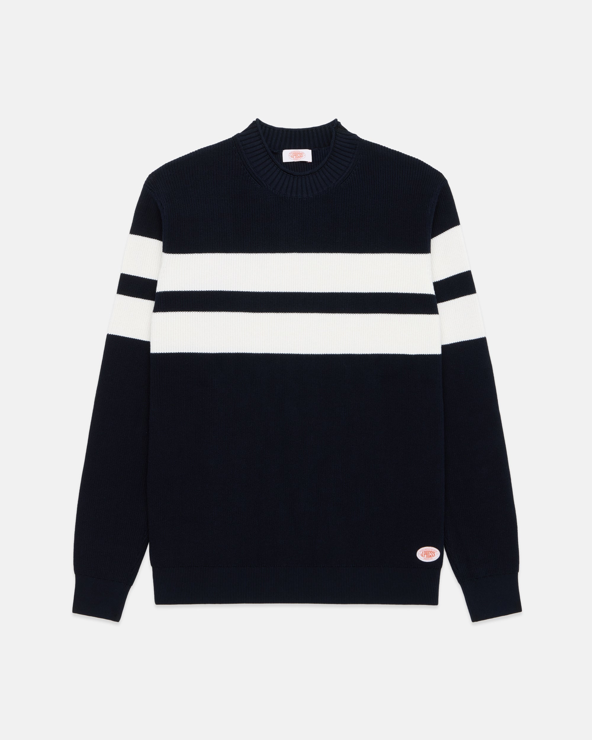 Armor-Lux Navy Bold White Stripe Cotton Sweater