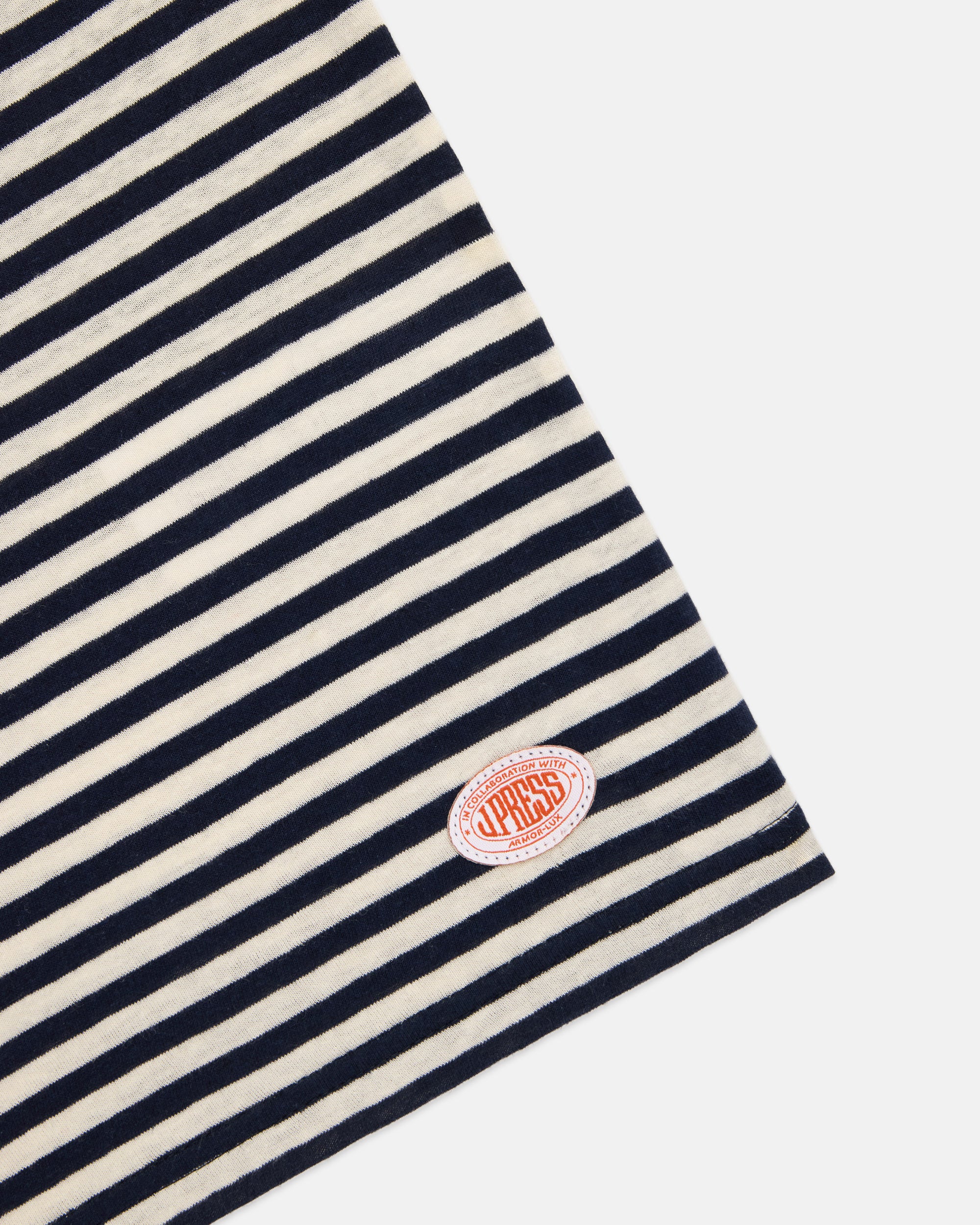 Armor-Lux Navy & White Stripe Cotton-Linen T-Shirt