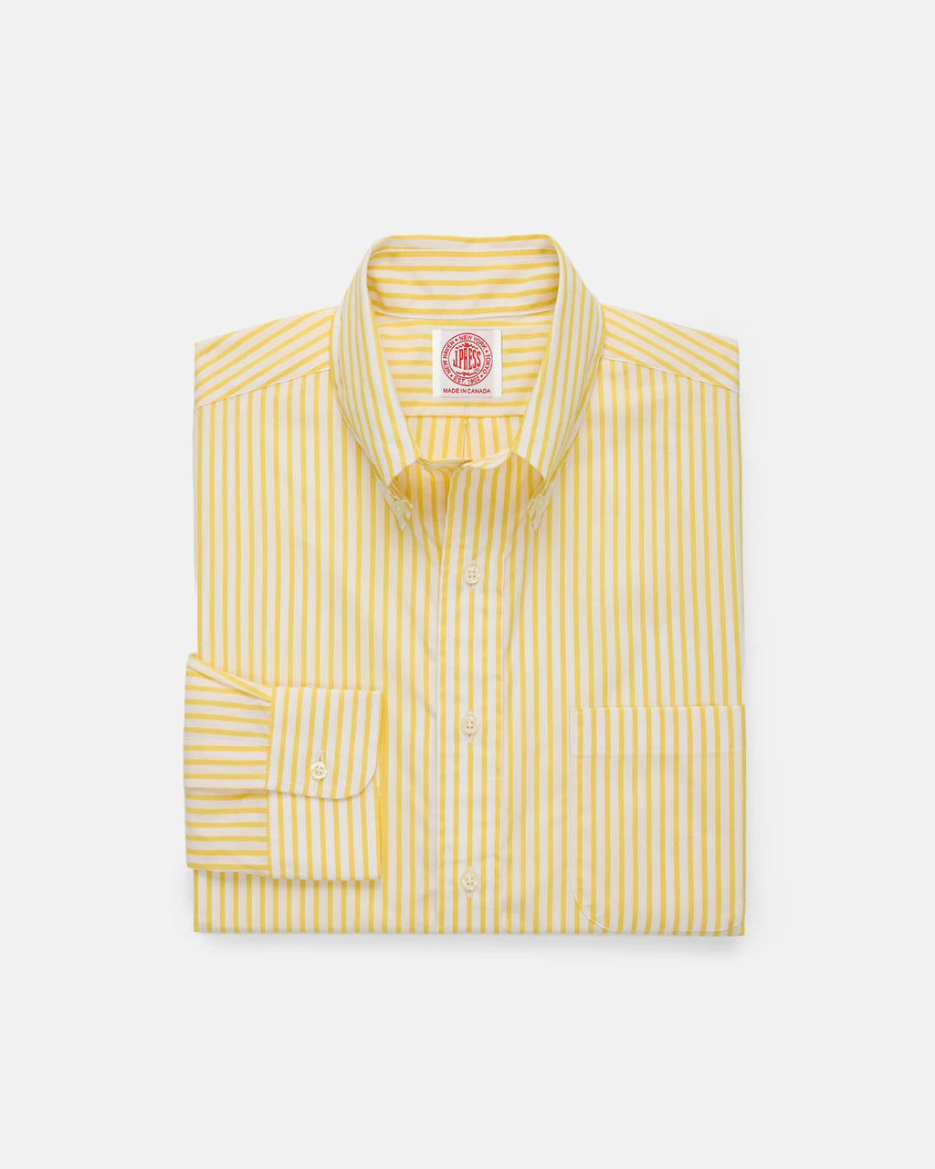 dress shirt yellow long sleeve button down Made-in-Canada Yellow Butcher Stripe Broadcloth Button Down Shirt - Classic  Fit