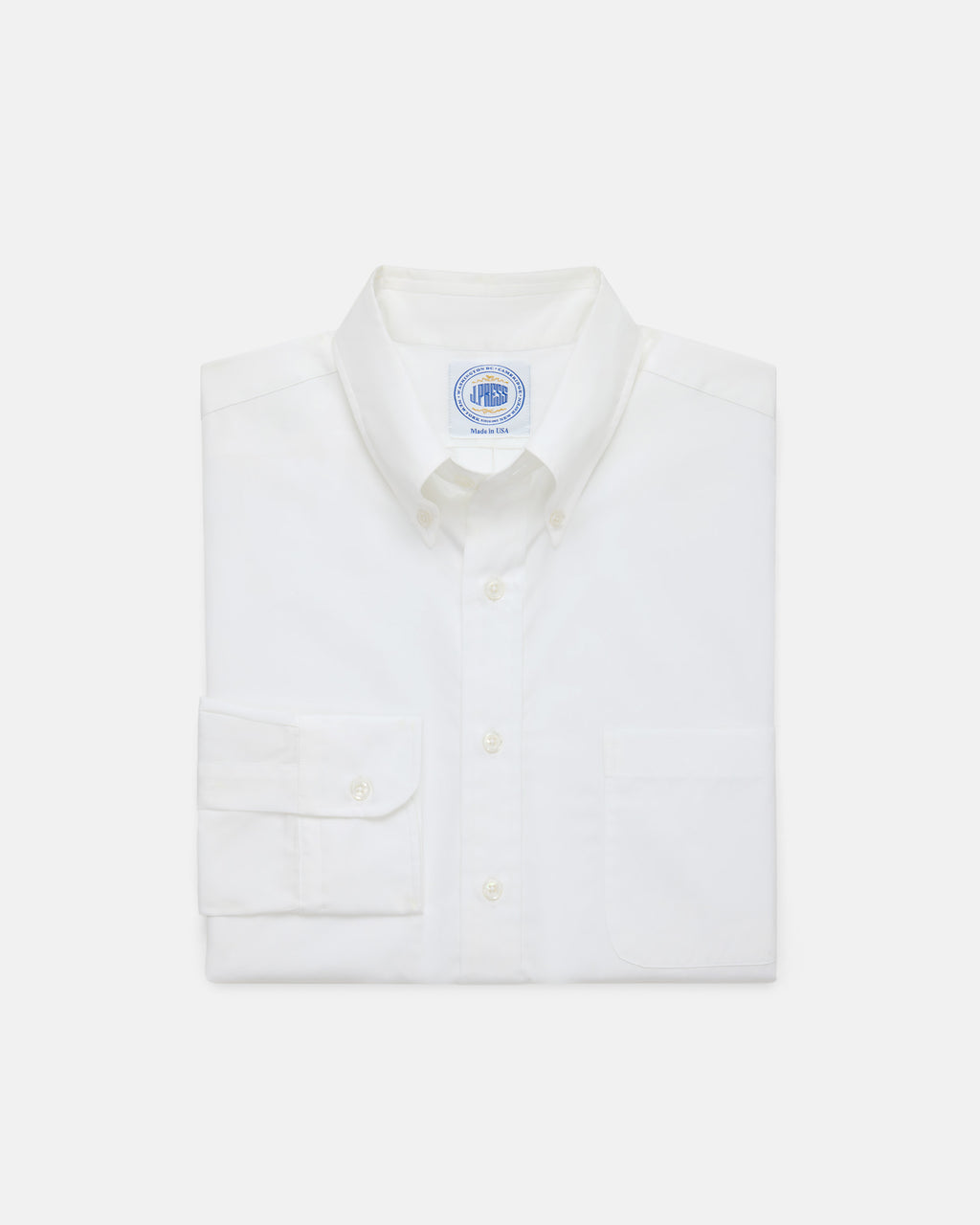 Thomas Mason Solid White Broadcloth Button Down Shirt - Regular Fit