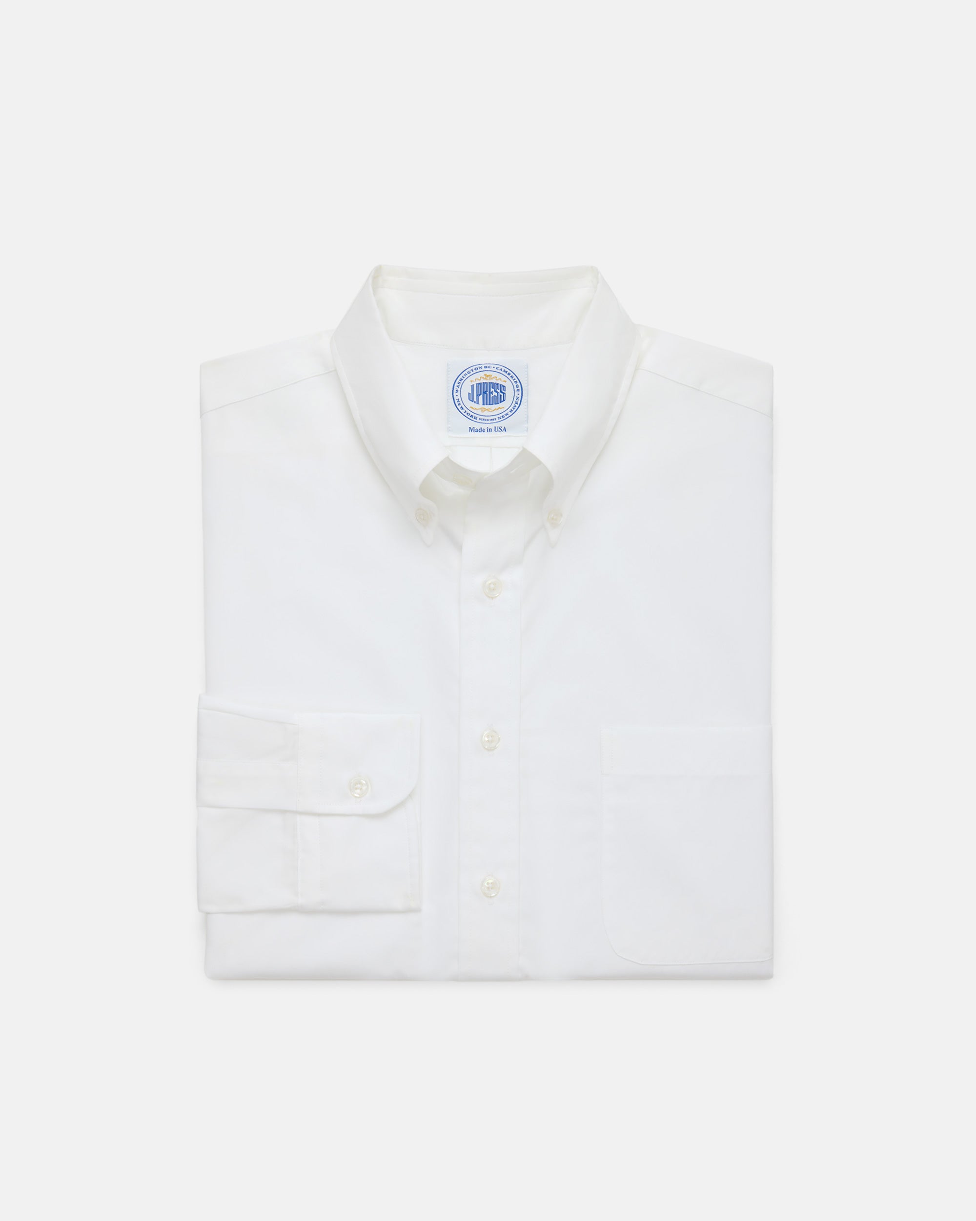 Made-in-USA Thomas Mason White Broadcloth Button Down Shirt - Classic Fit