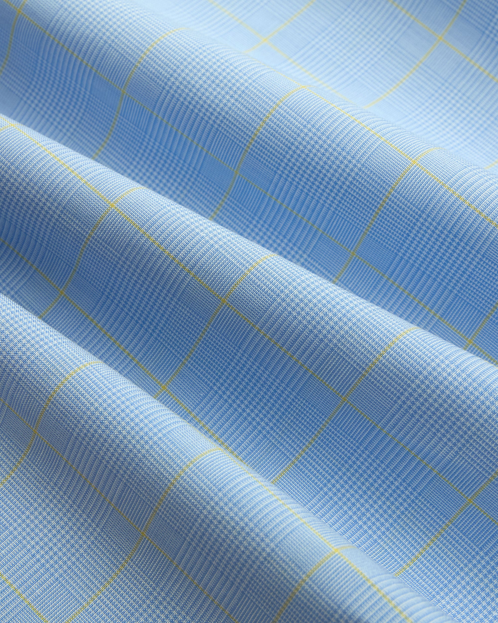 Made-in-USA Thomas Mason Blue & Yellow Glen Plaid Button Down Shirt - Classic Fit