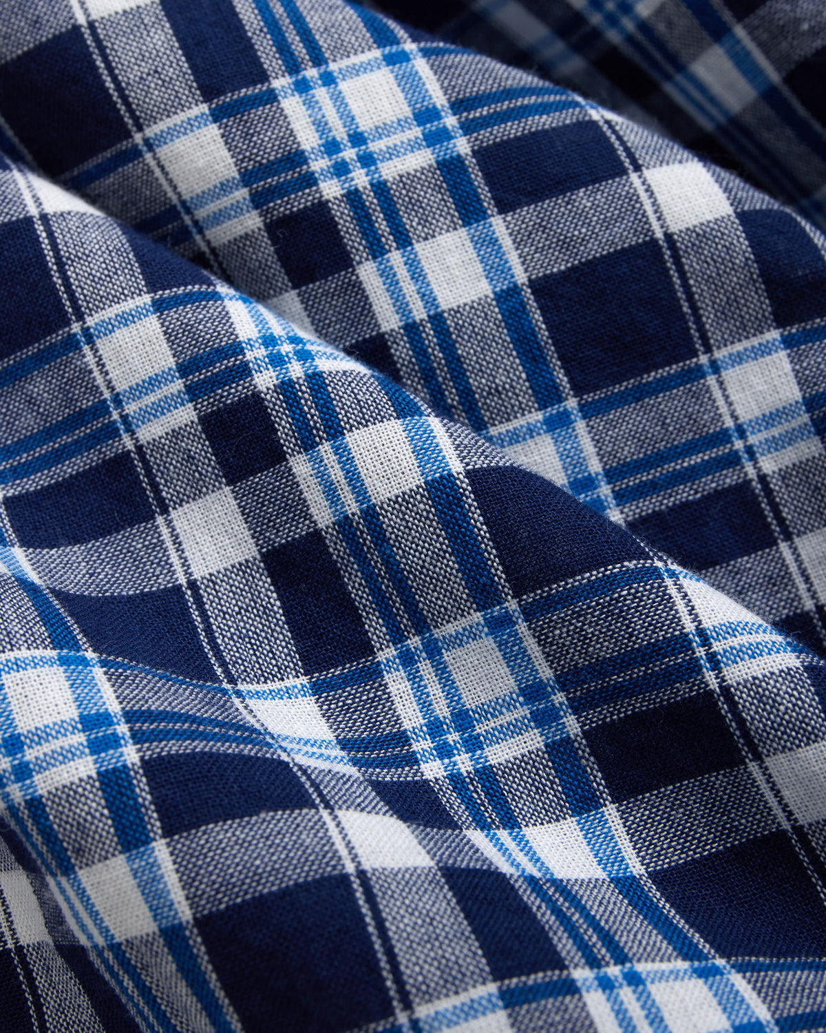Short Sleeve Blue & Navy Madras Button Down Shirt - Classic Fit