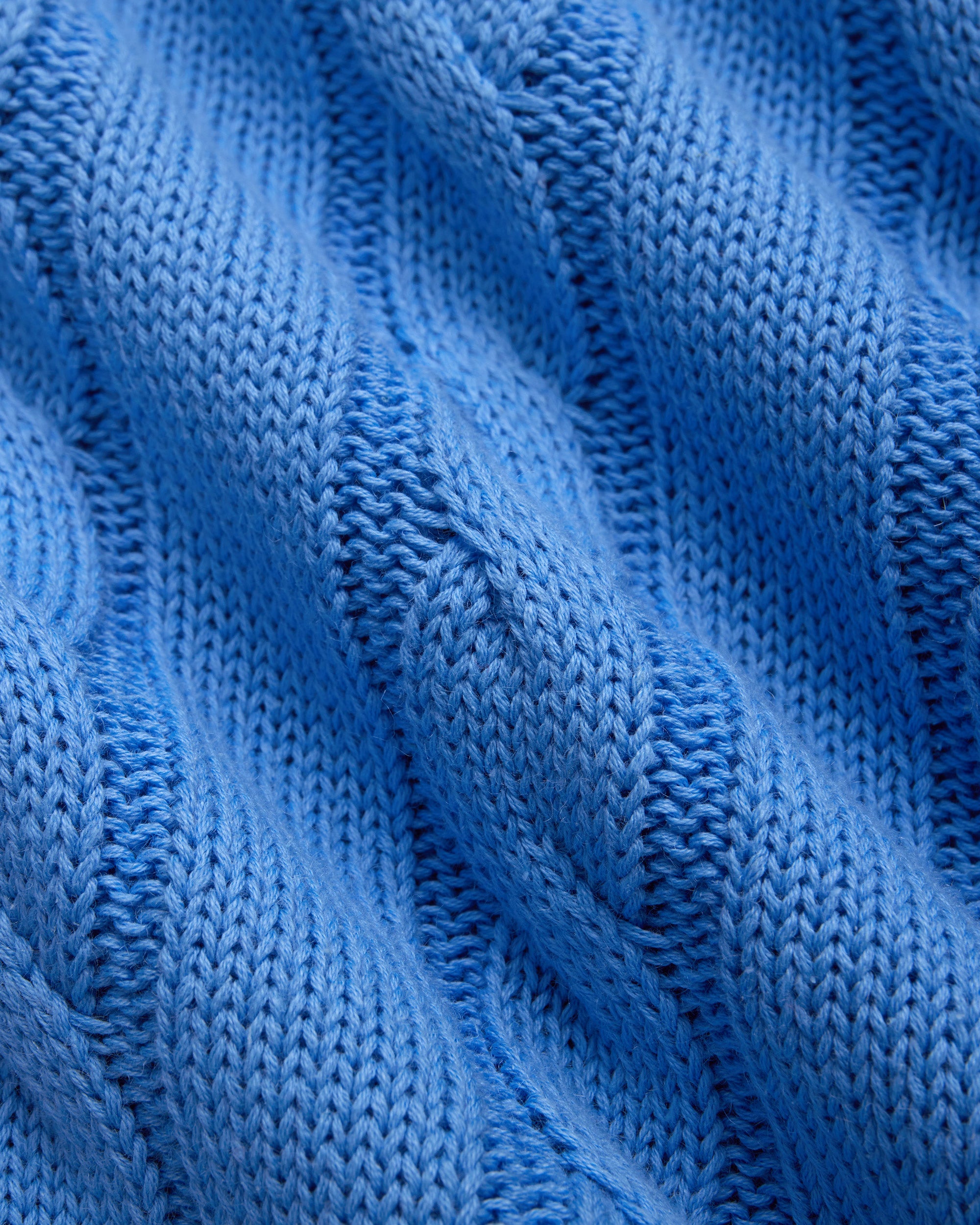 Blue Linen-Cotton Cable Knit Sweater - Trim Fit