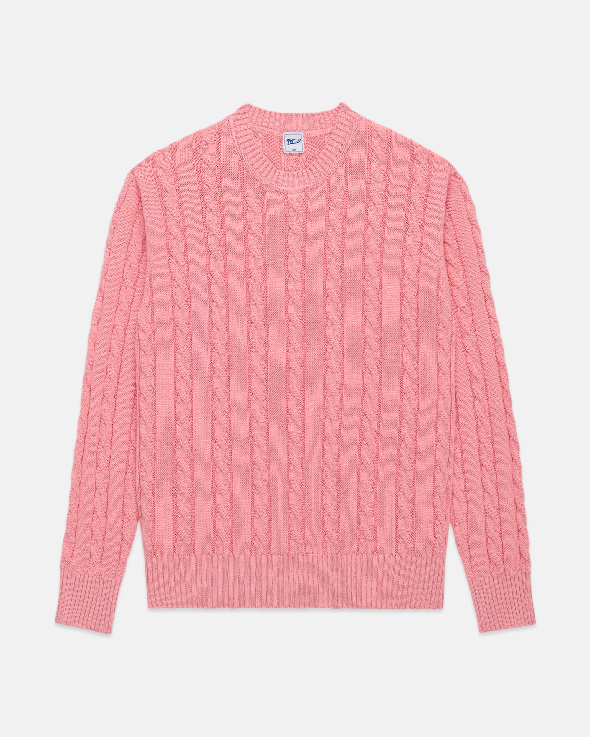Pink Linen-Cotton Cable Knit Sweater - Trim Fit