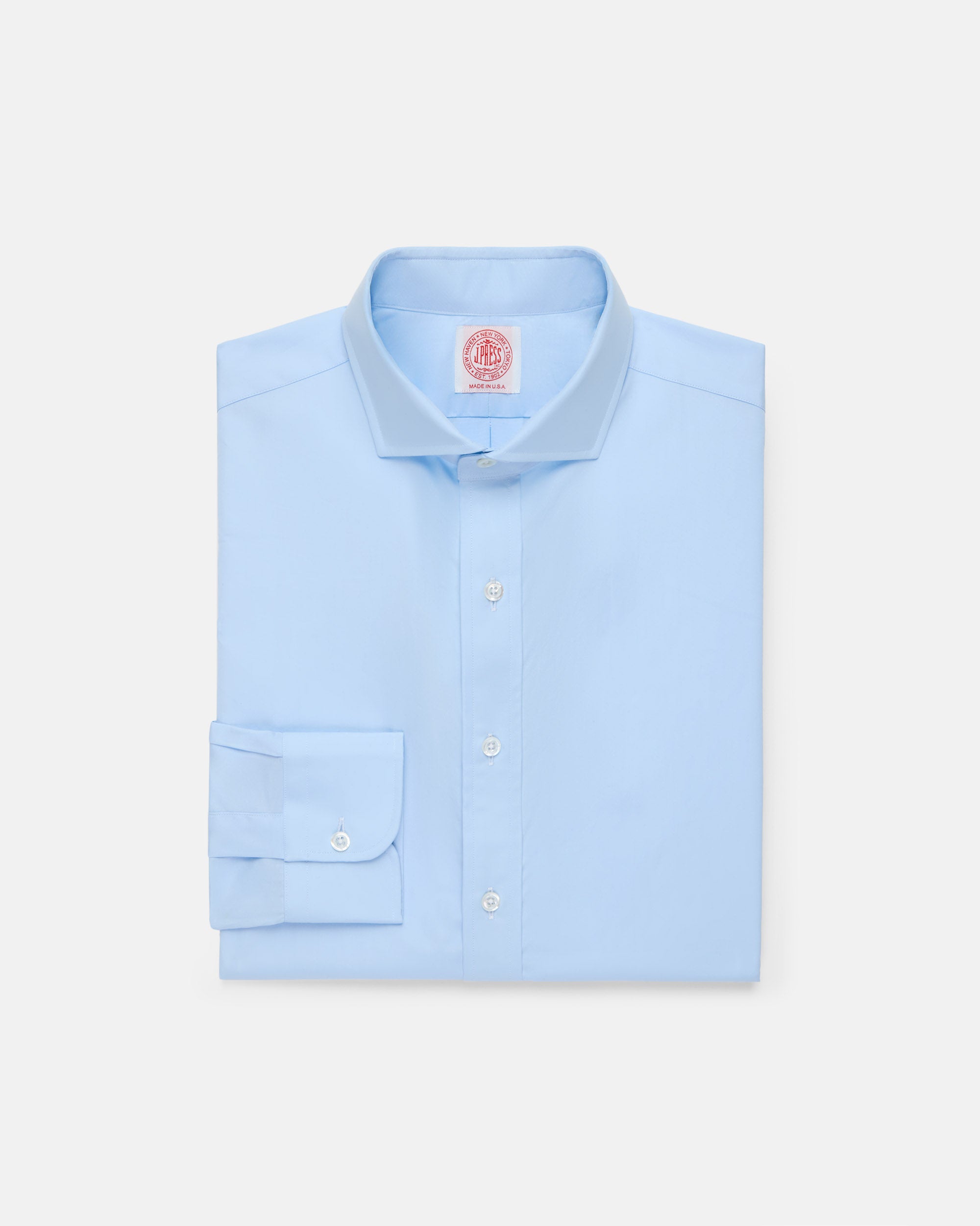 Made-in-USA Thomas Mason Blue Extreme Cutaway Collar Dress Shirt - Classic Fit