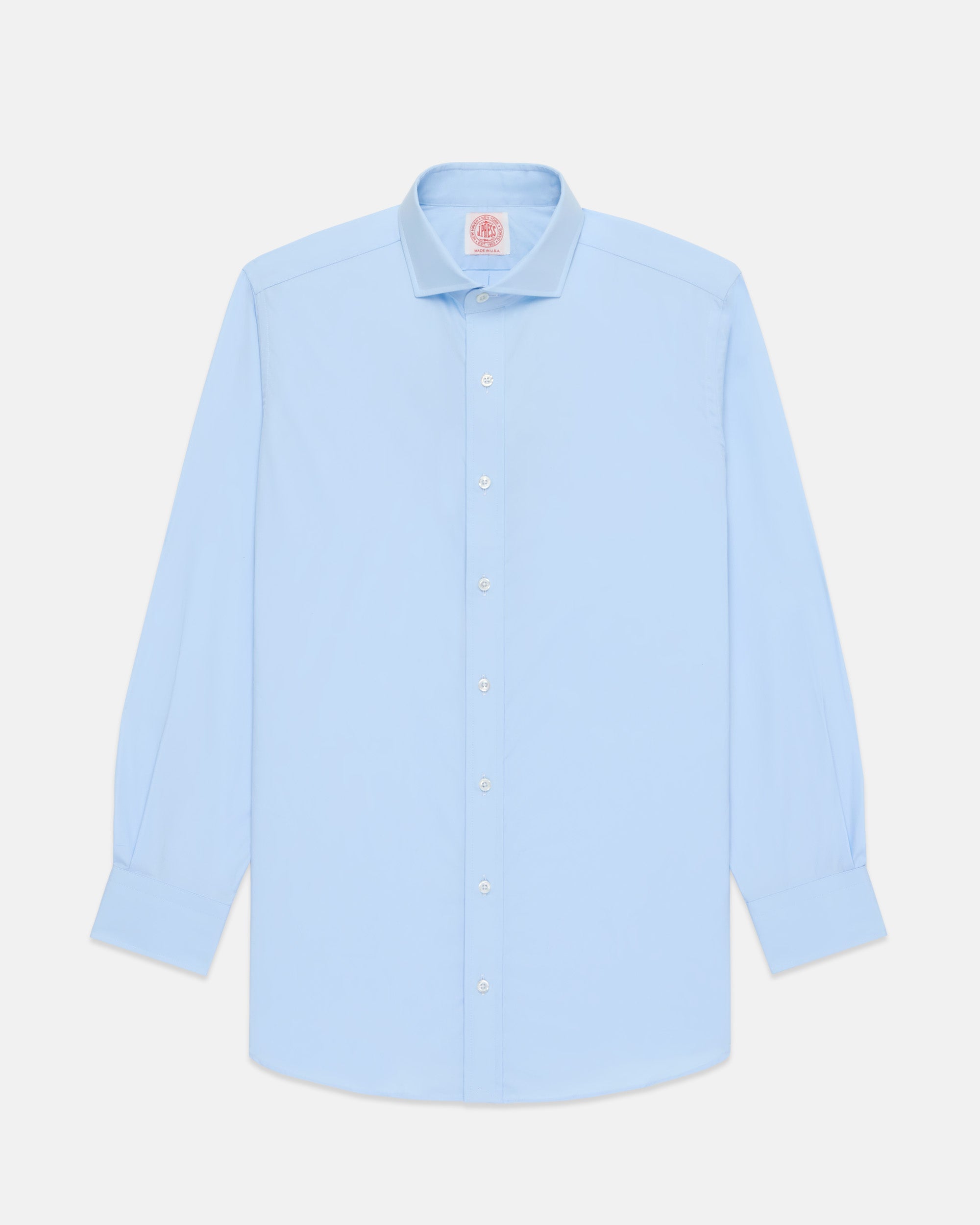 Made-in-USA Thomas Mason Blue Extreme Cutaway Collar Dress Shirt - Classic Fit