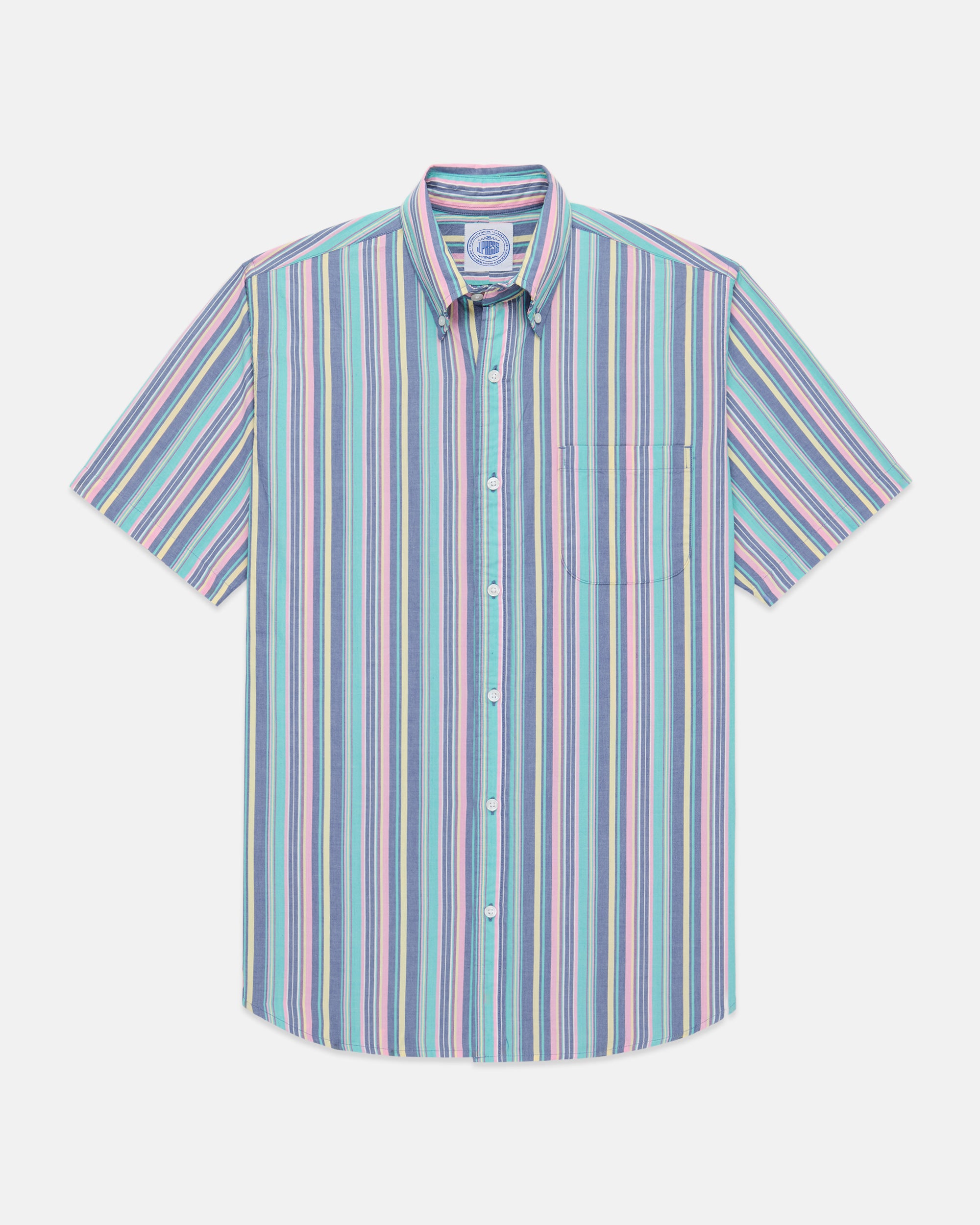 Blue & Purple Stripe Short Sleeve Sport Shirt - Classic Fit