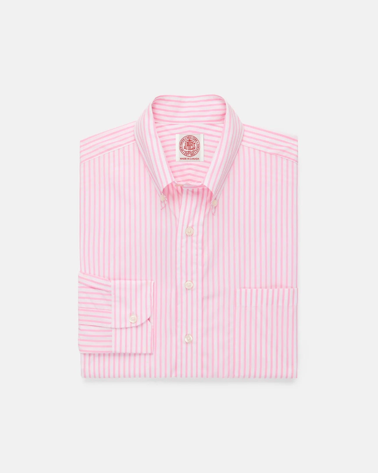Made-in-Canada Pink Butcher Stripe Broadcloth Button Down Shirt