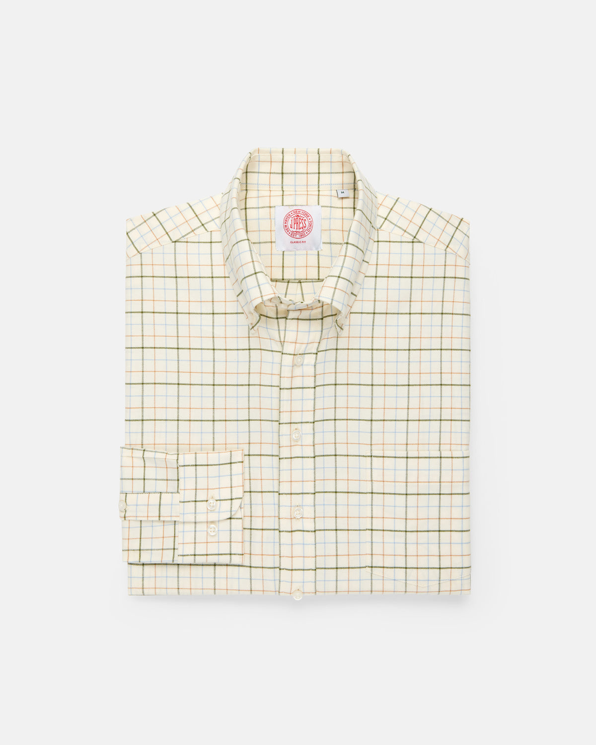 Green, Light Blue & Light Brown Tattersall Cotton Flannel Sport Shirt - Classic Fit